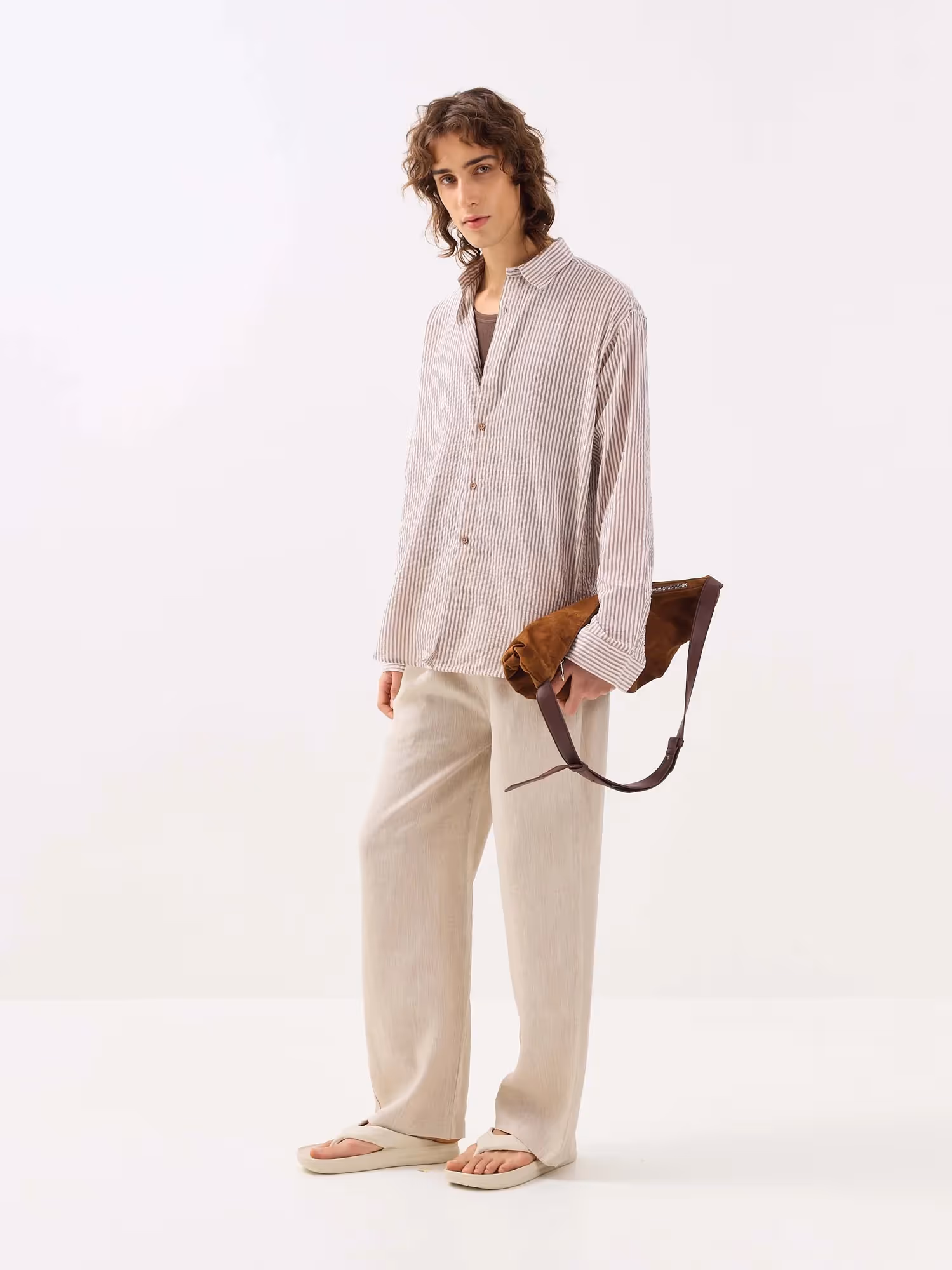 Brown Striped Seersucker Shirt  image 6