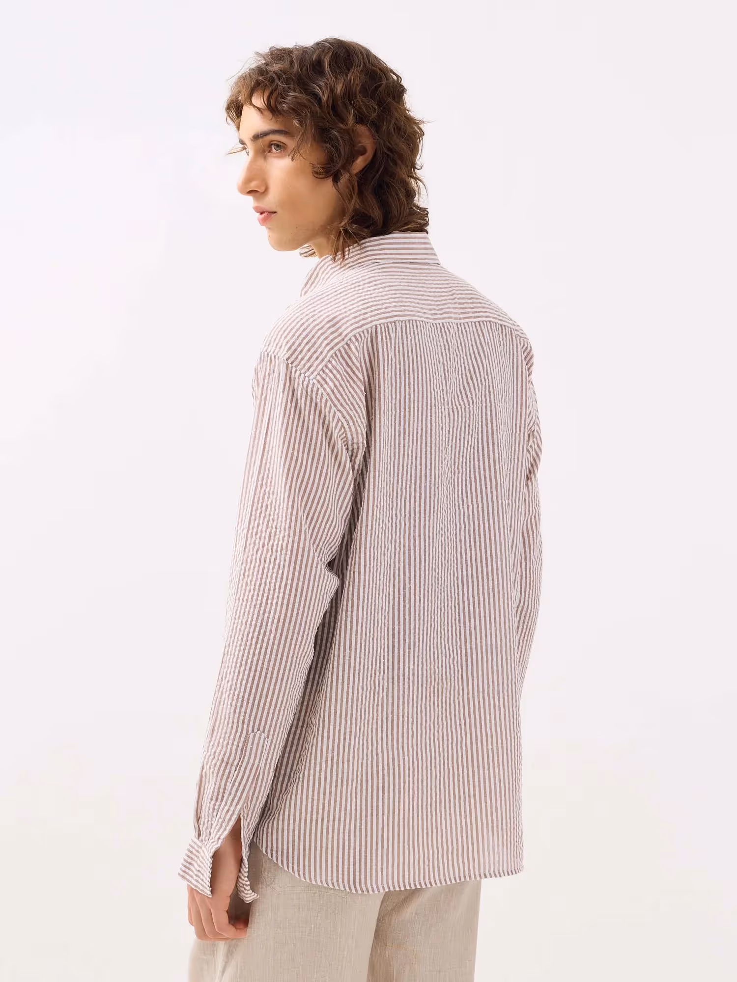 Brown Striped Seersucker Shirt  image 7