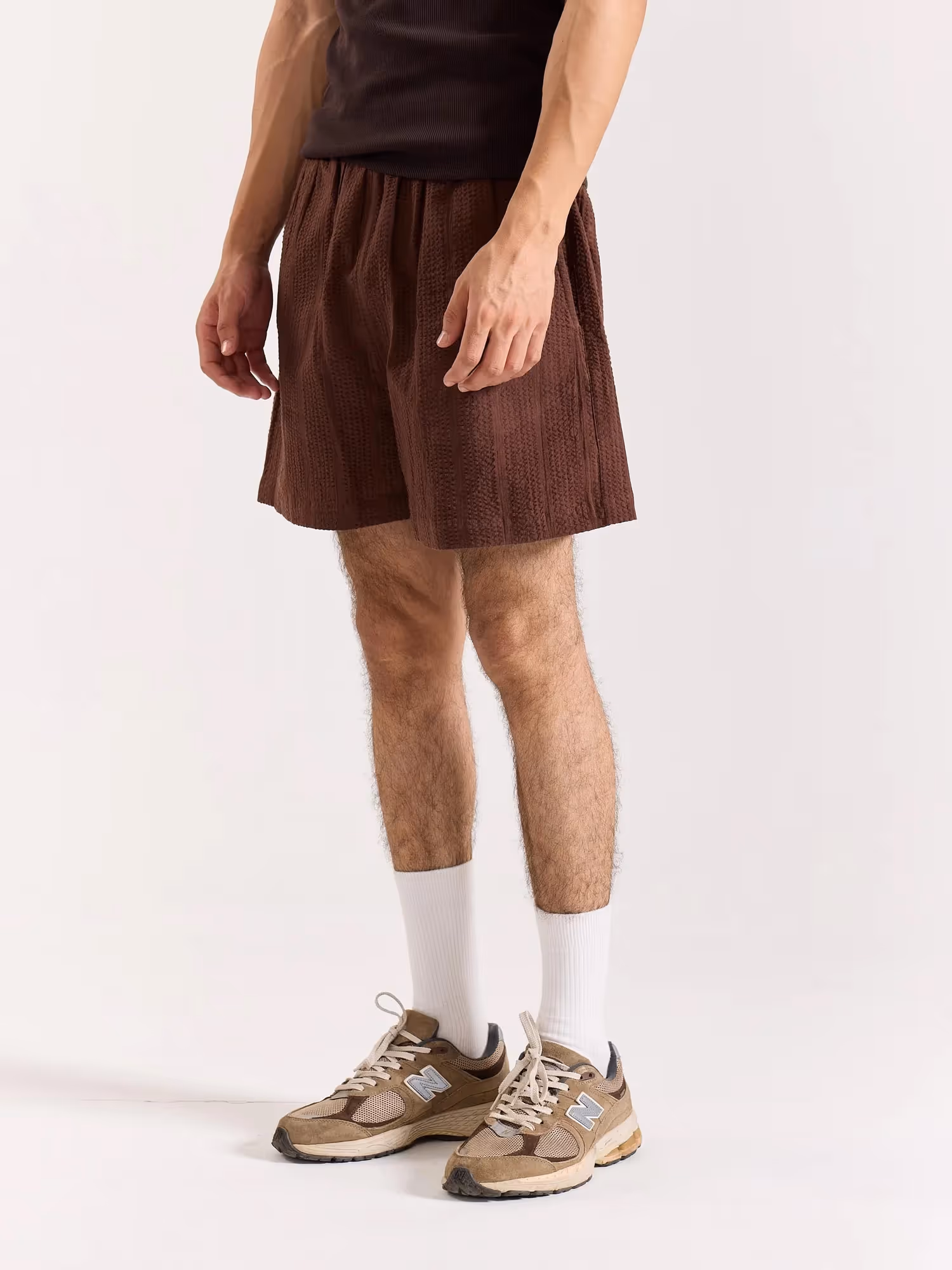 Brown Textured Shorts  image 4