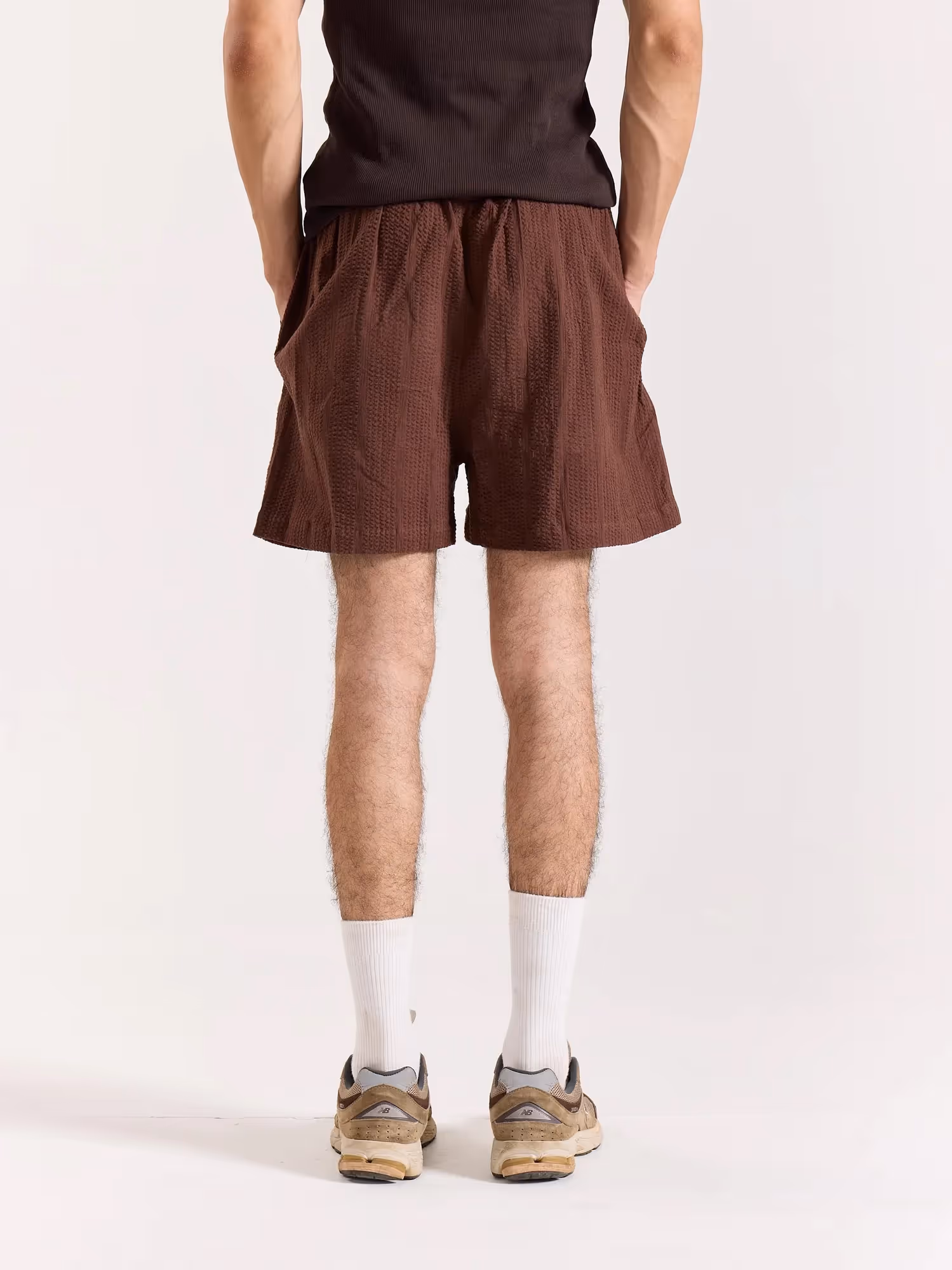 Brown Textured Shorts  image 5