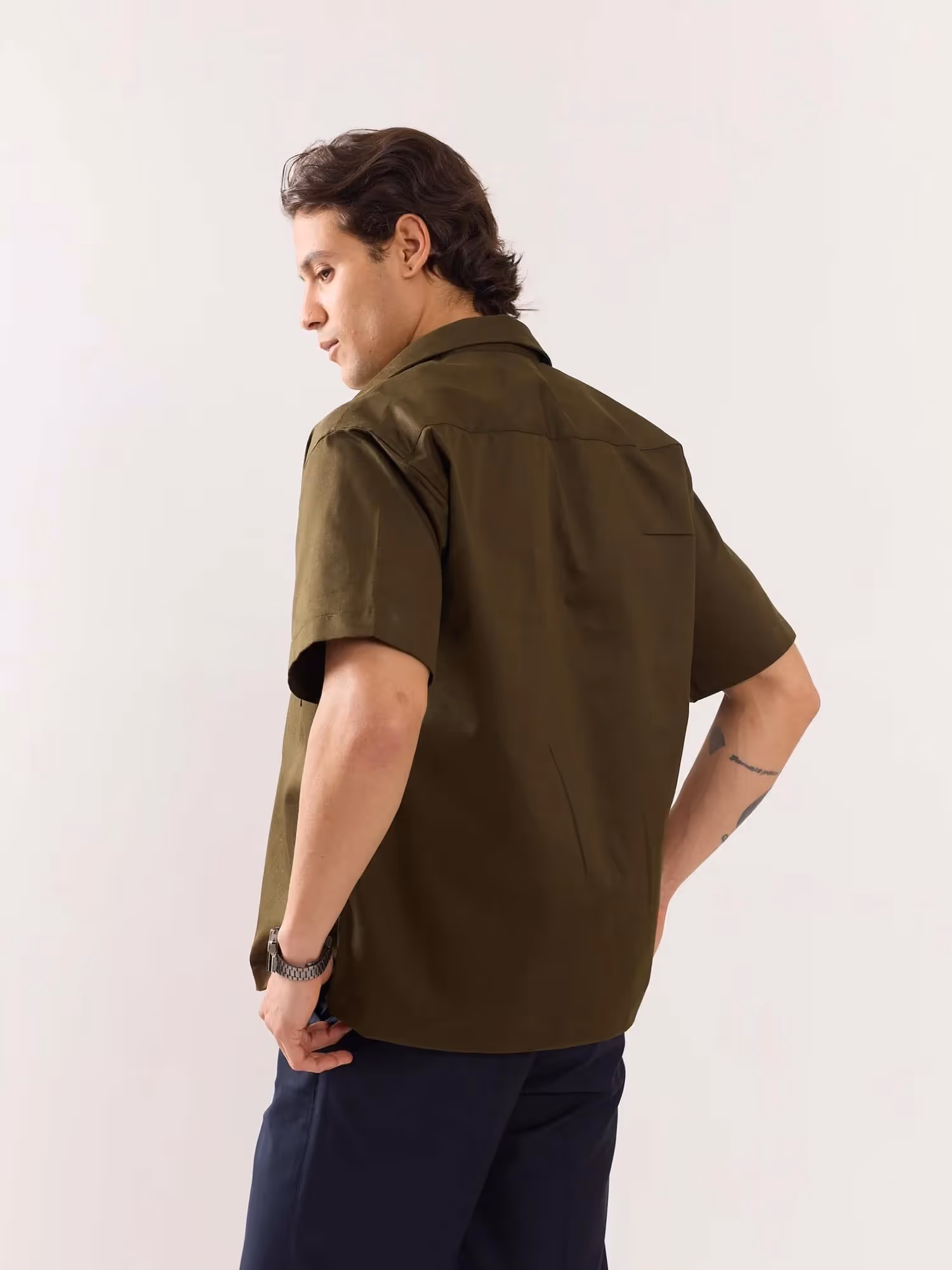 Brown Twill Cropped Shirt image 8