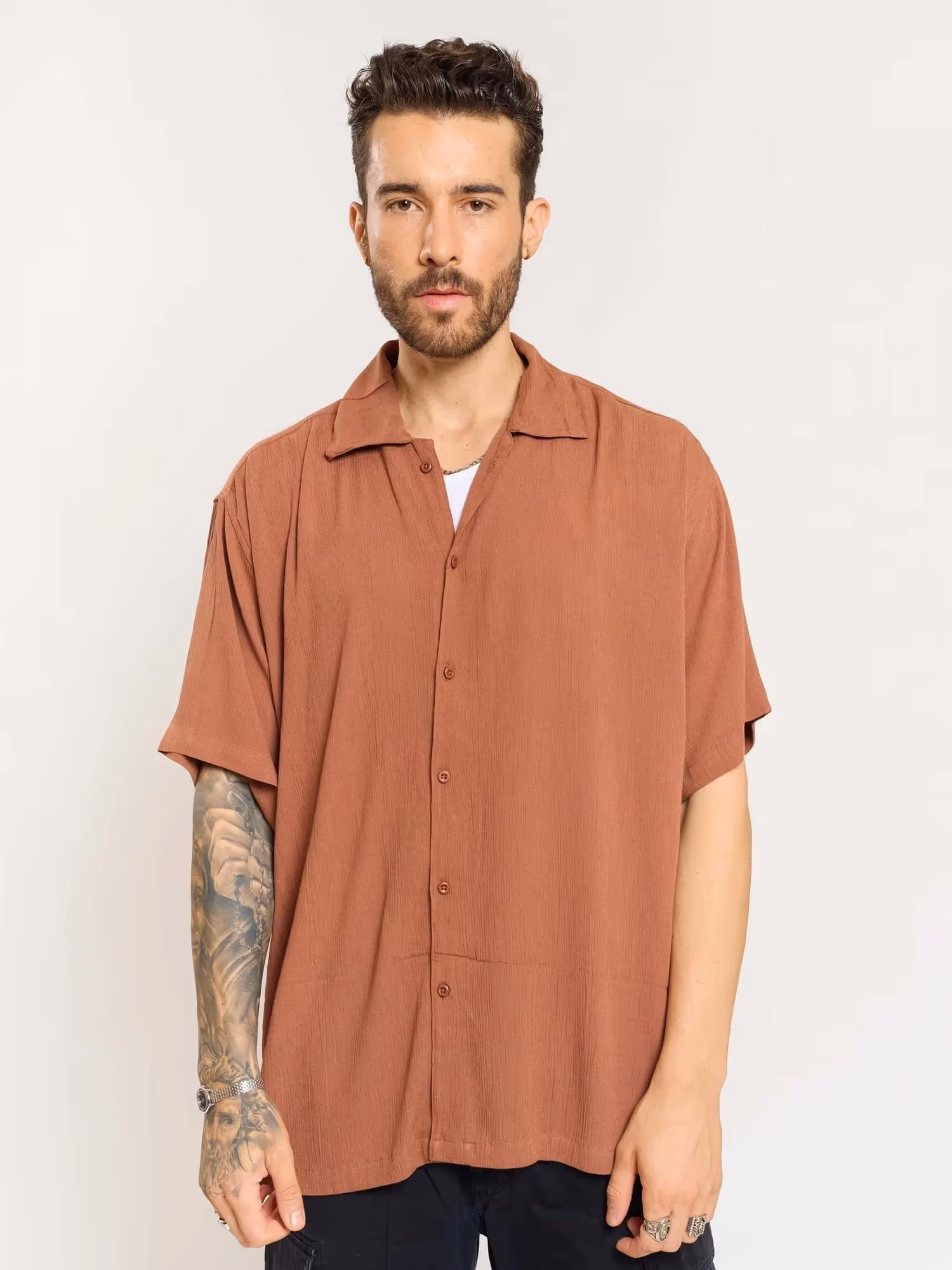 Brown Wrinkled Shirt image 1