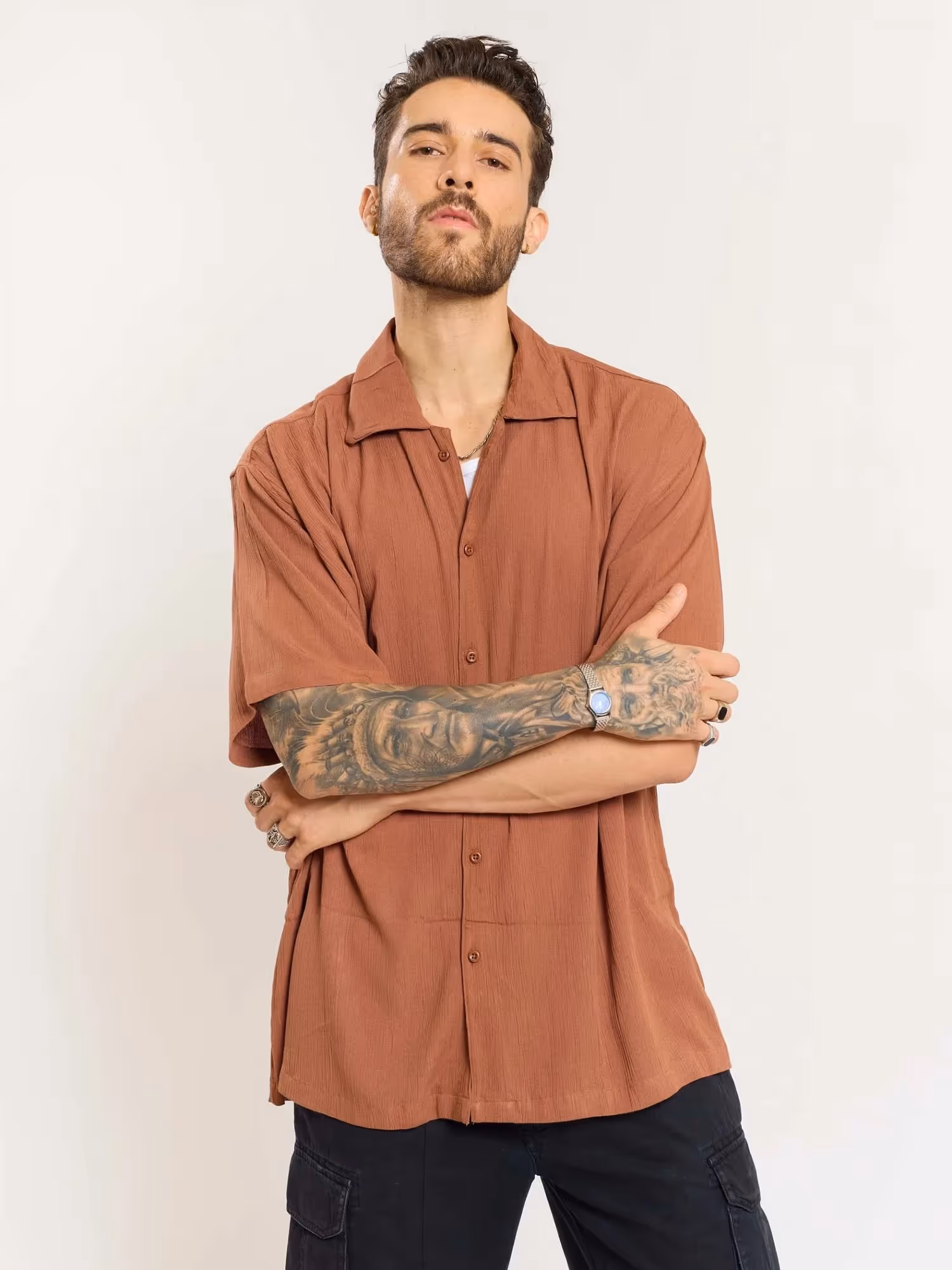 Brown Wrinkled Shirt image 6