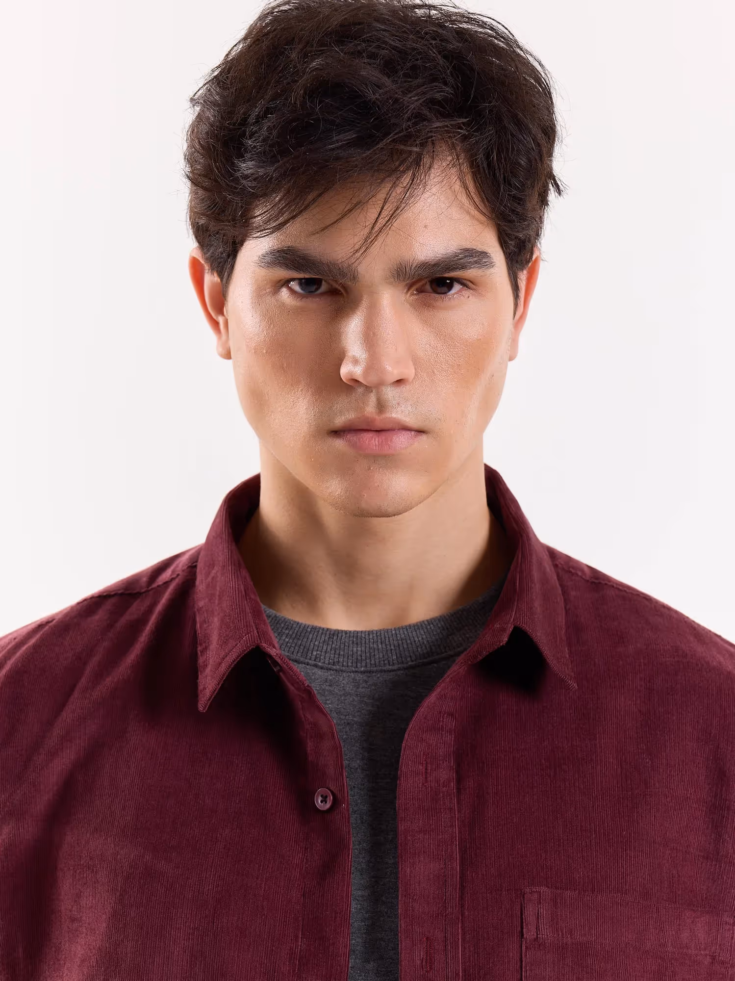 Burgundy Corduroy Oversized Shirt image 4
