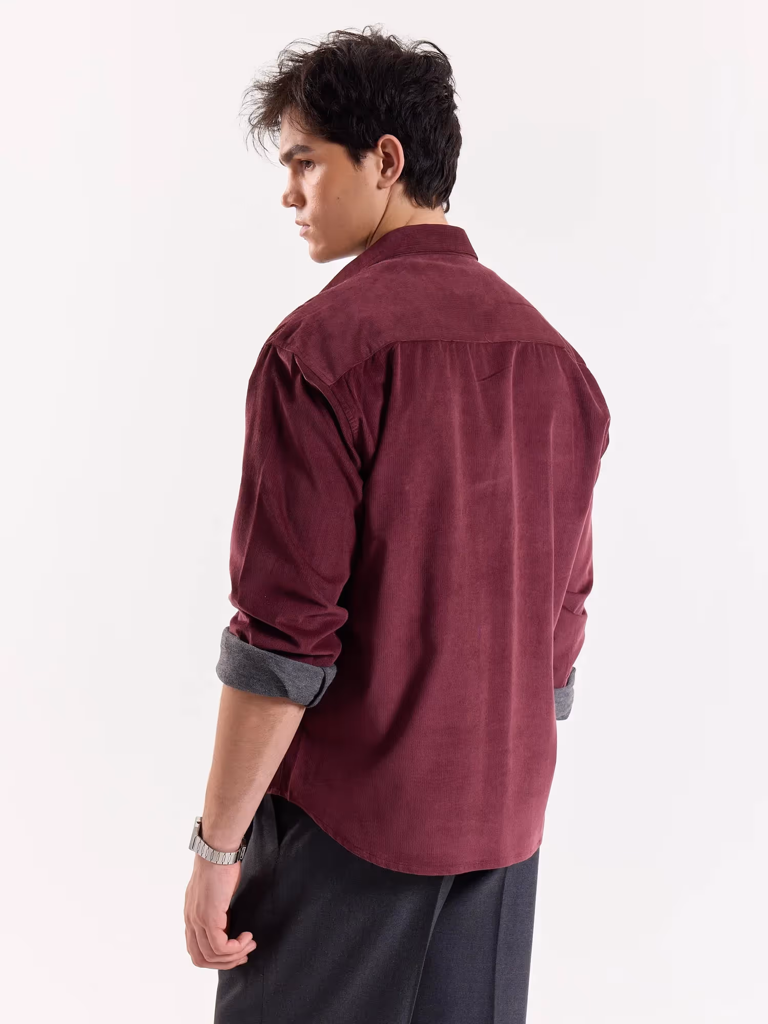 Burgundy Corduroy Oversized Shirt image 5