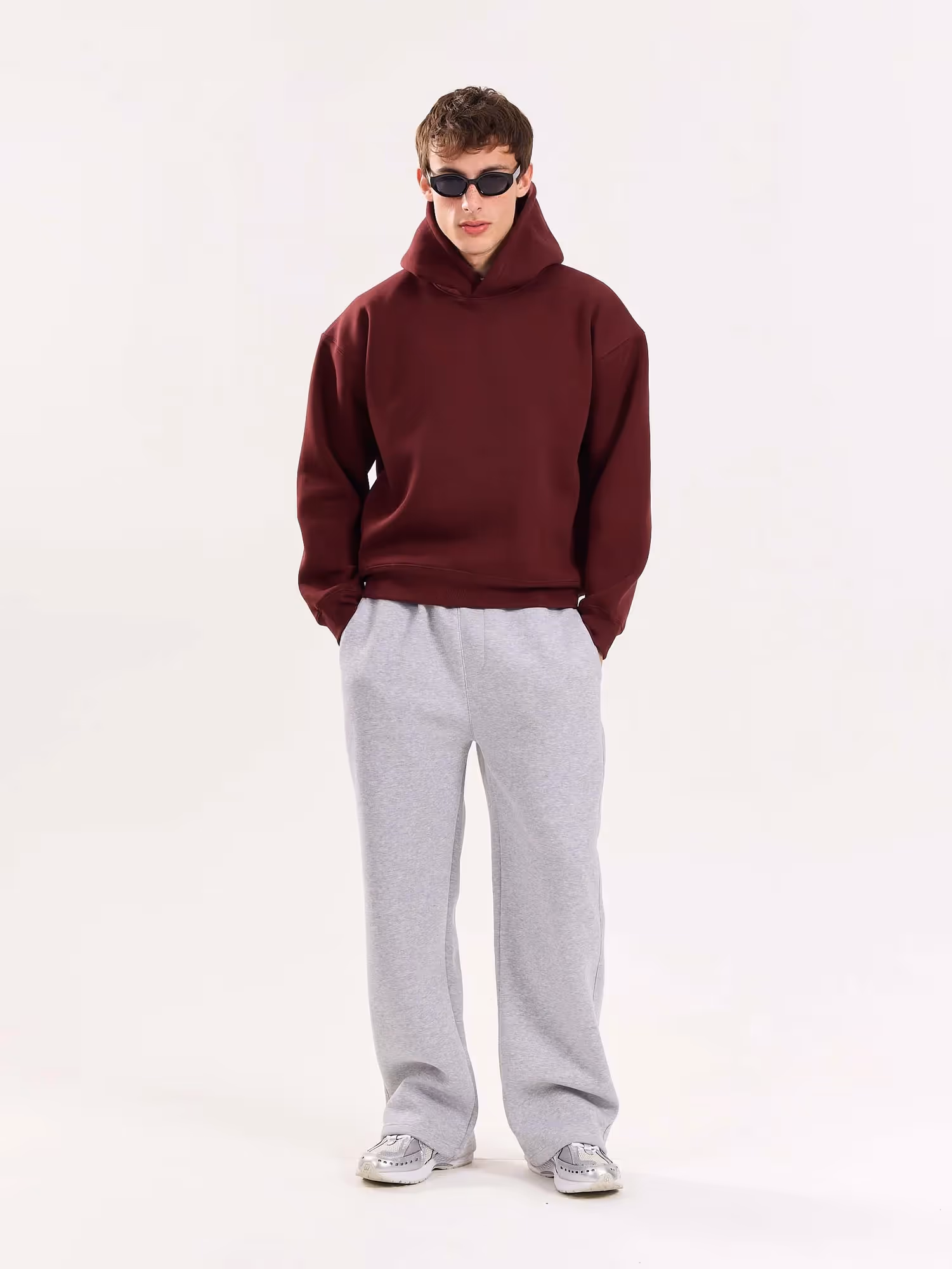 Burgundy Cropped Fit Hoodie image 1