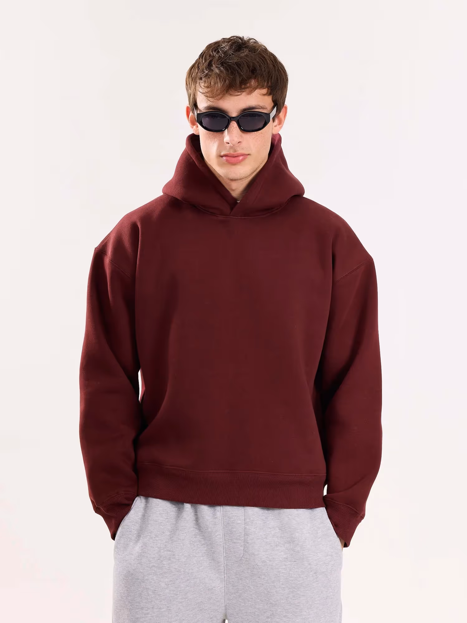 Burgundy Cropped Fit Hoodie image 2