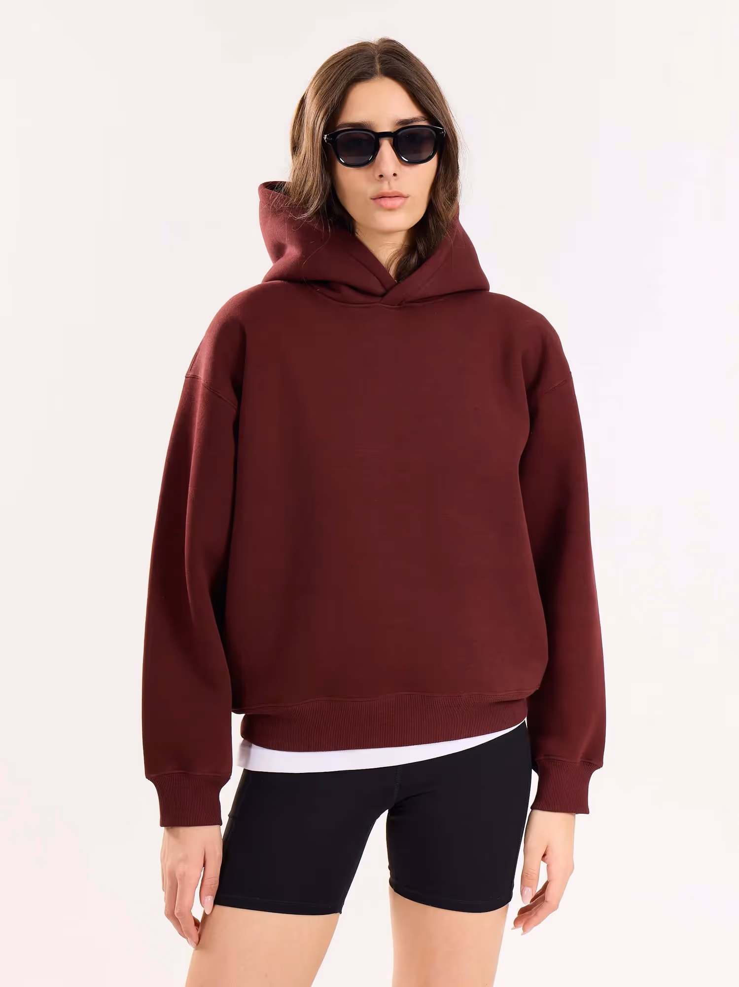 Burgundy Cropped Fit Hoodie image 4