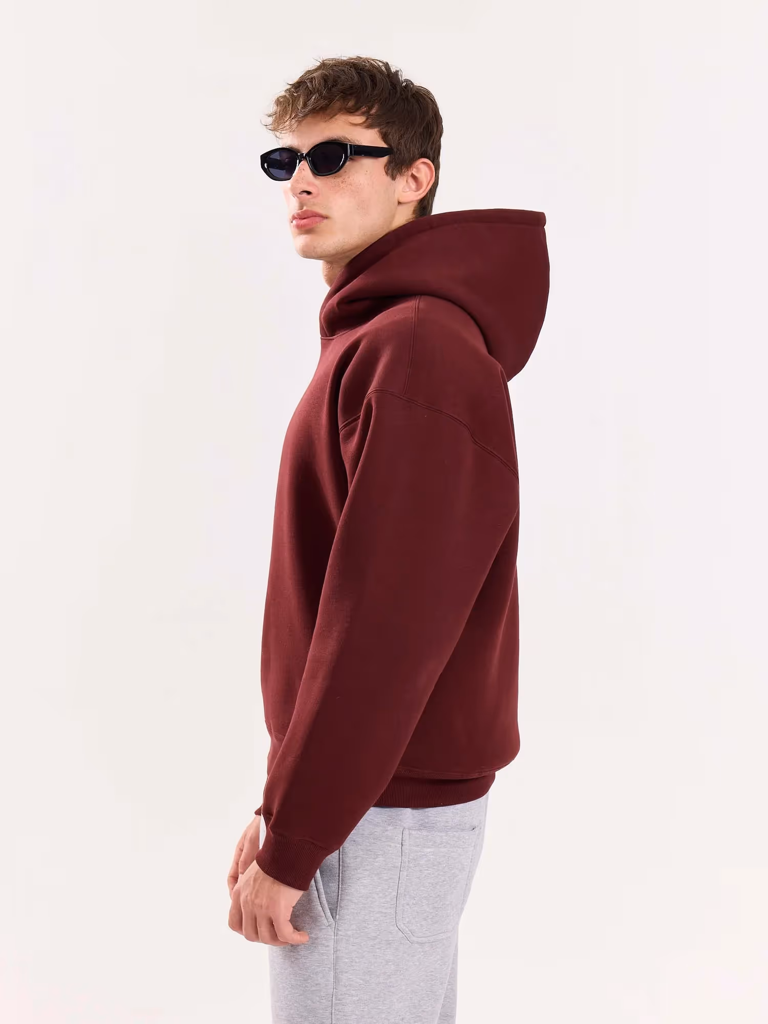 Burgundy Cropped Fit Hoodie image 7