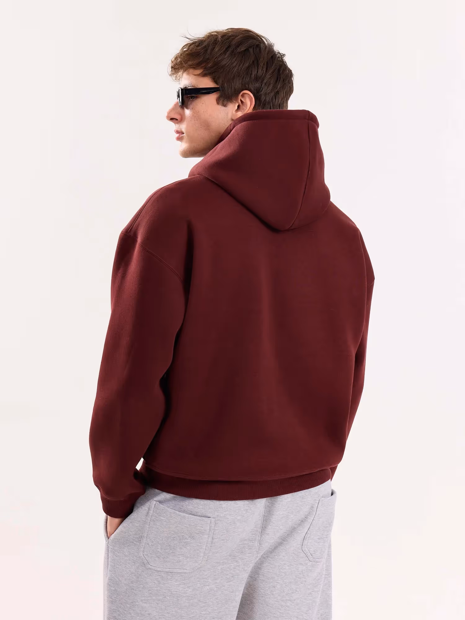 Burgundy Cropped Fit Hoodie image 8