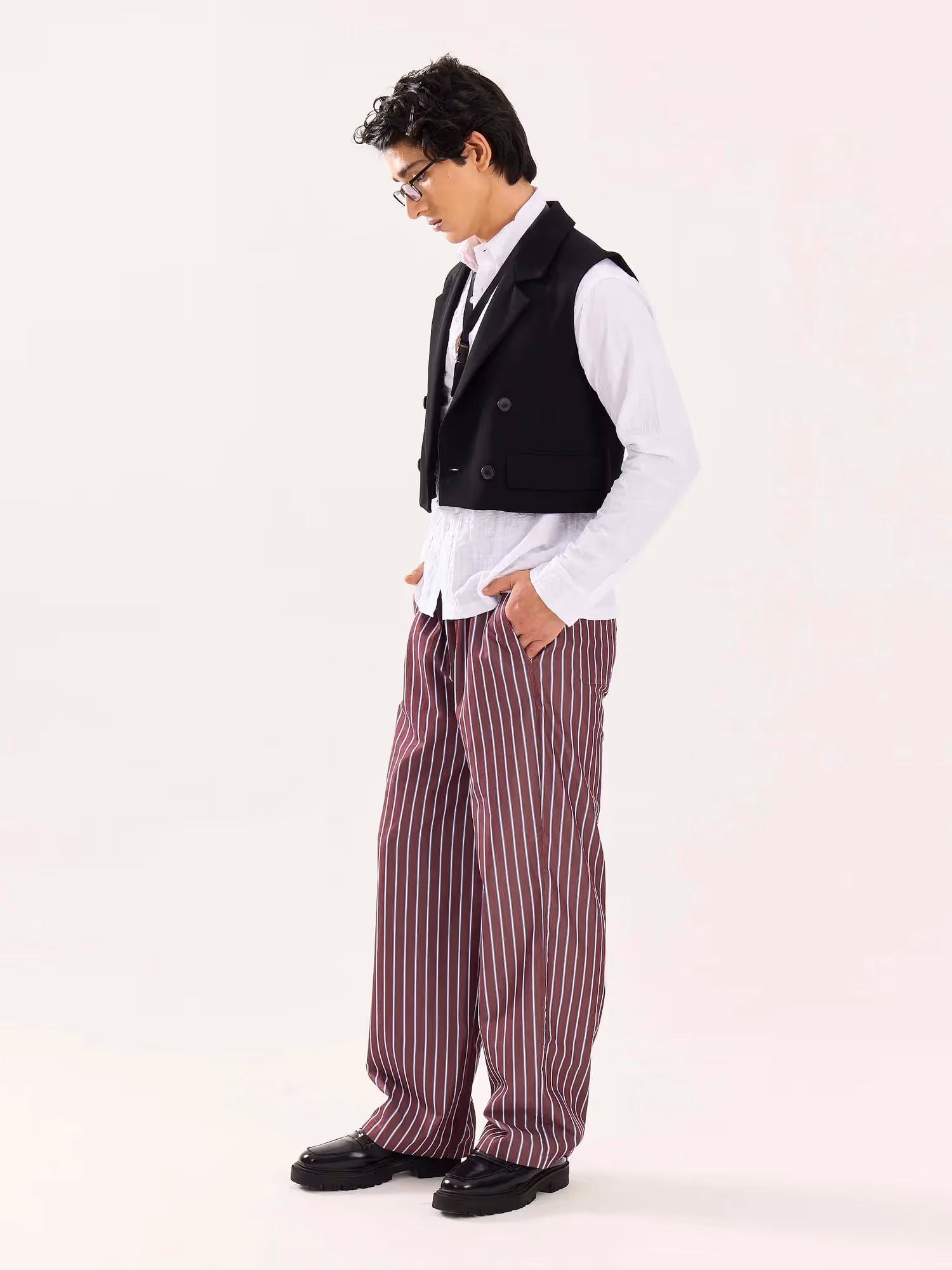 Burgundy Striped Poplin Pull-on Pants image 6