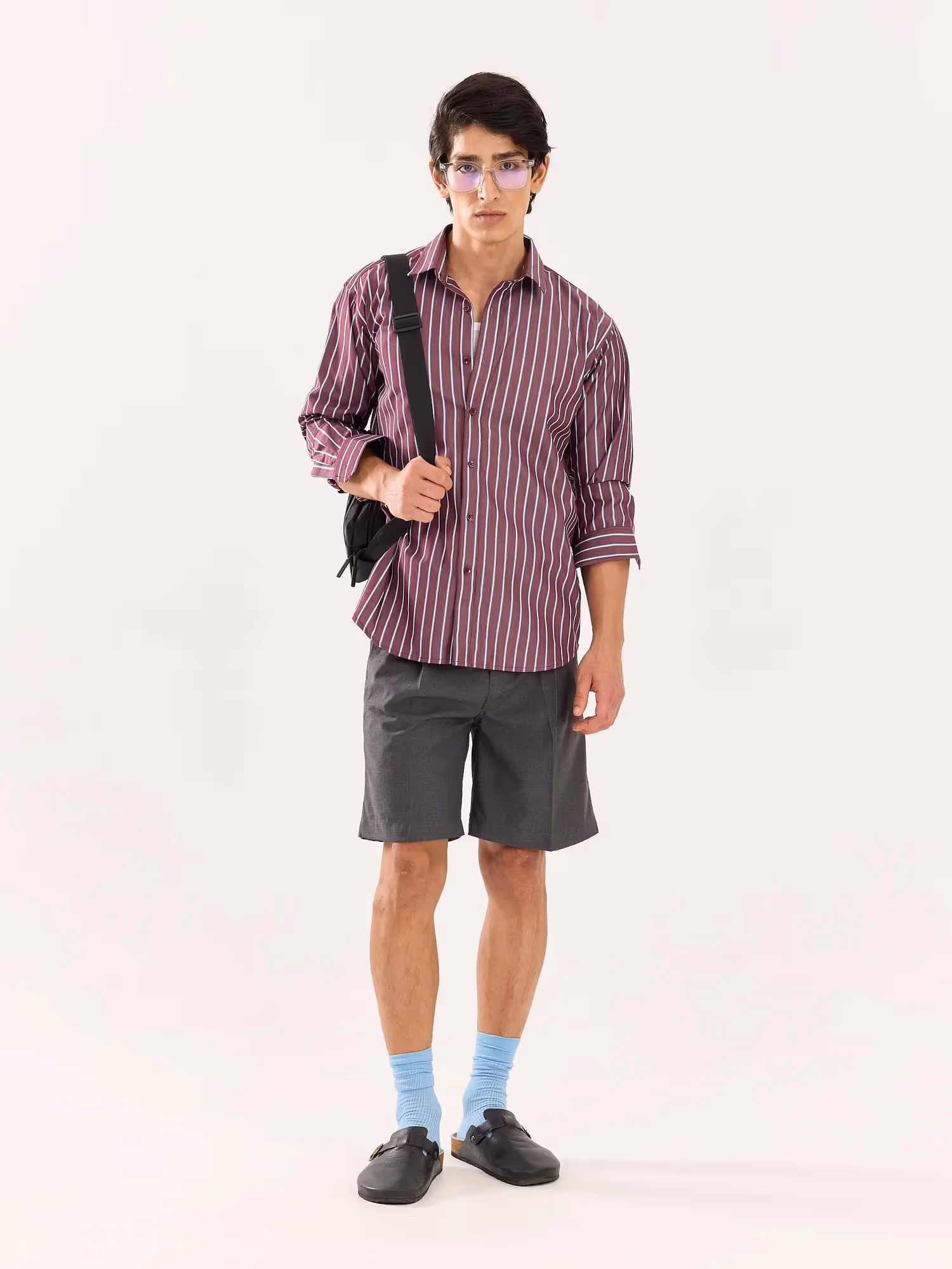 Burgundy Striped Poplin Shirt image 1