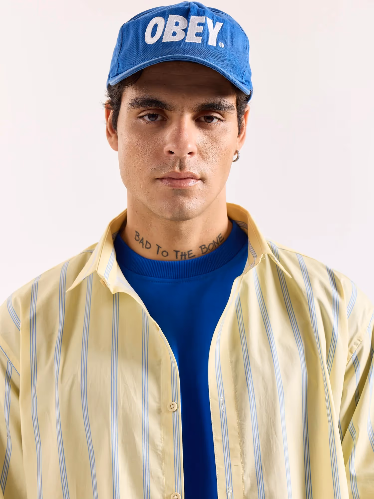 Butter Yellow & Blue Striped Poplin Oversized Shirt image 5