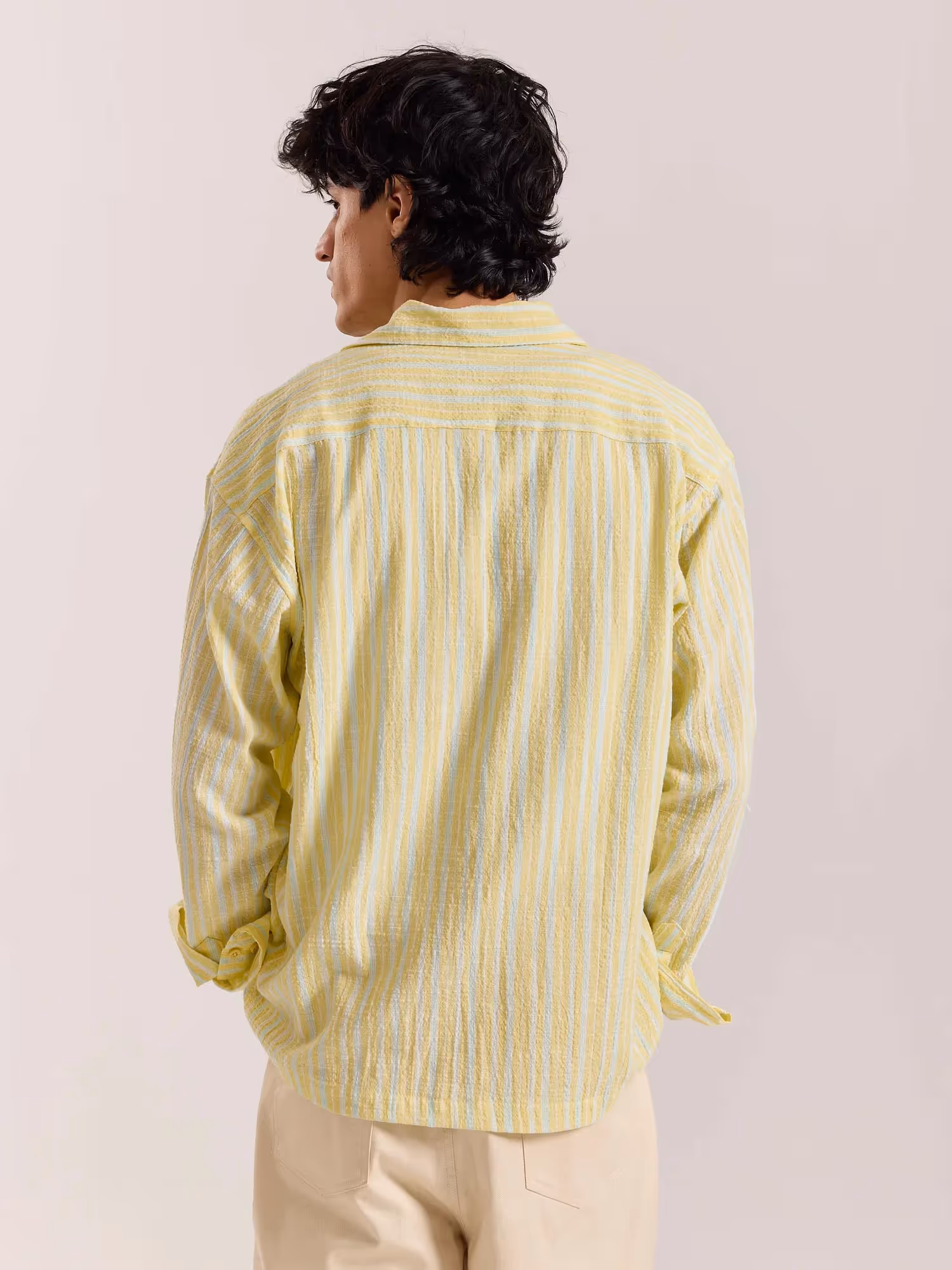 Butter Yellow & Blue Striped Seersucker Shirt image 6