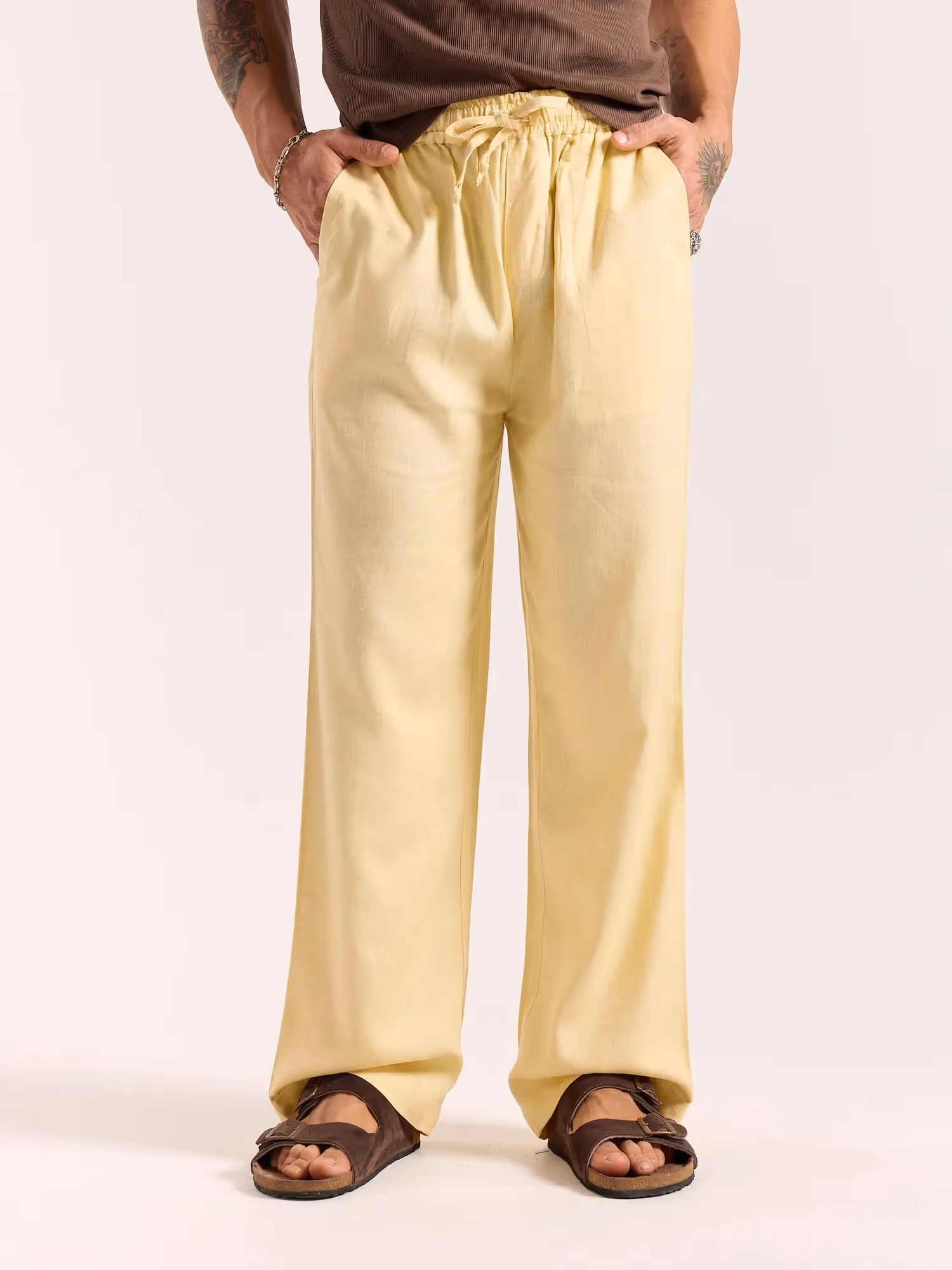 Butter Yellow Linen Pull-on Pants image 3