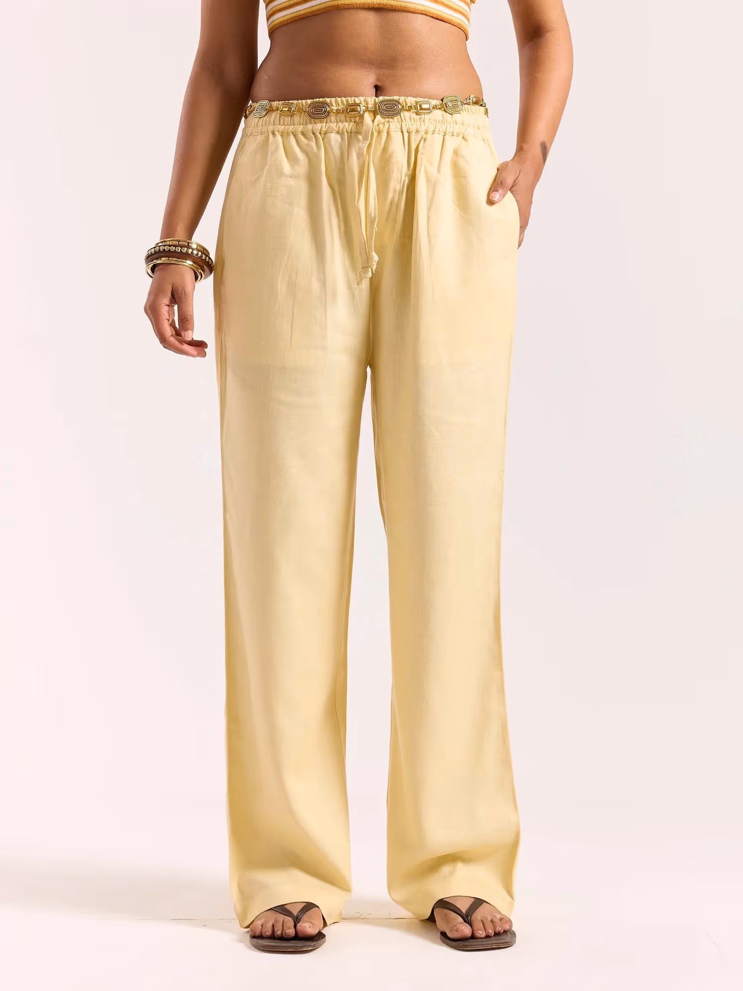 Butter Yellow Linen Pull-on Pants image 4