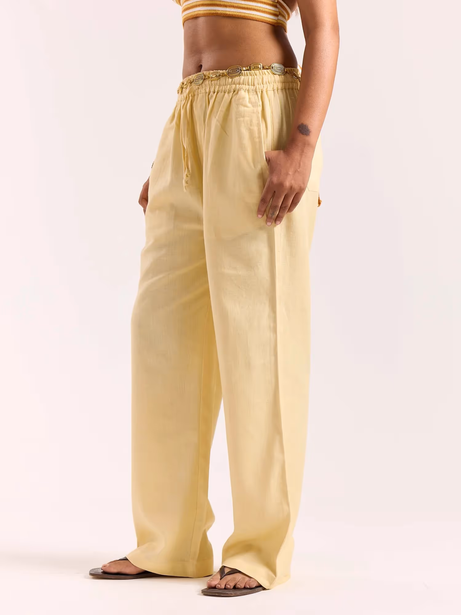 Butter Yellow Linen Pull-on Pants image 5