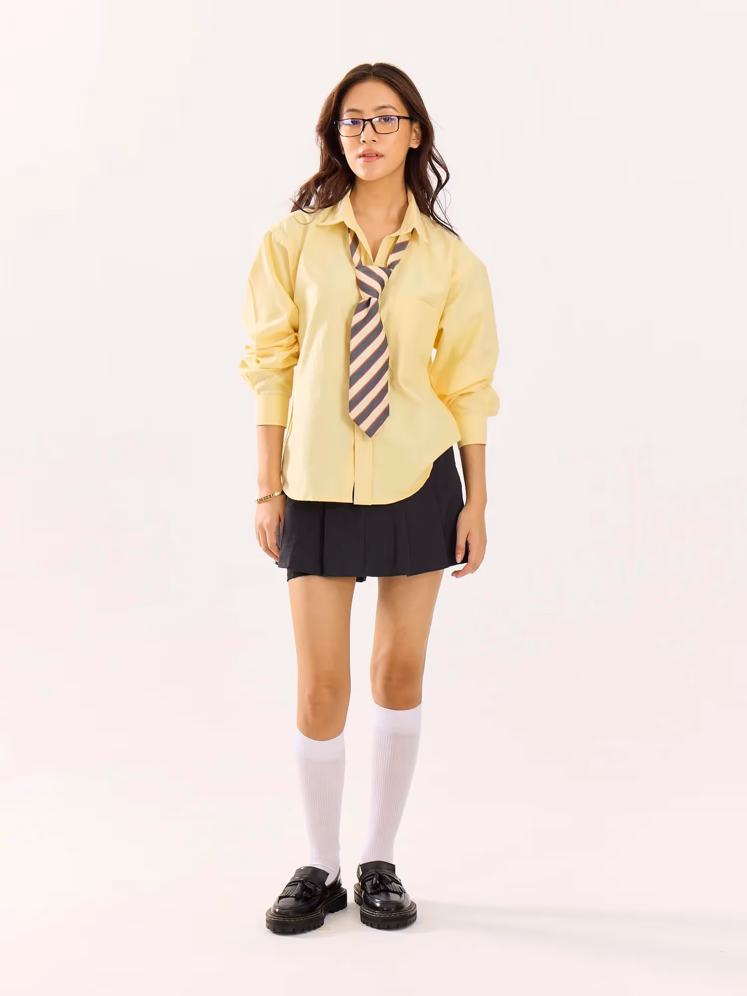 Butter Yellow Oversized Cropped Shirt image 2
