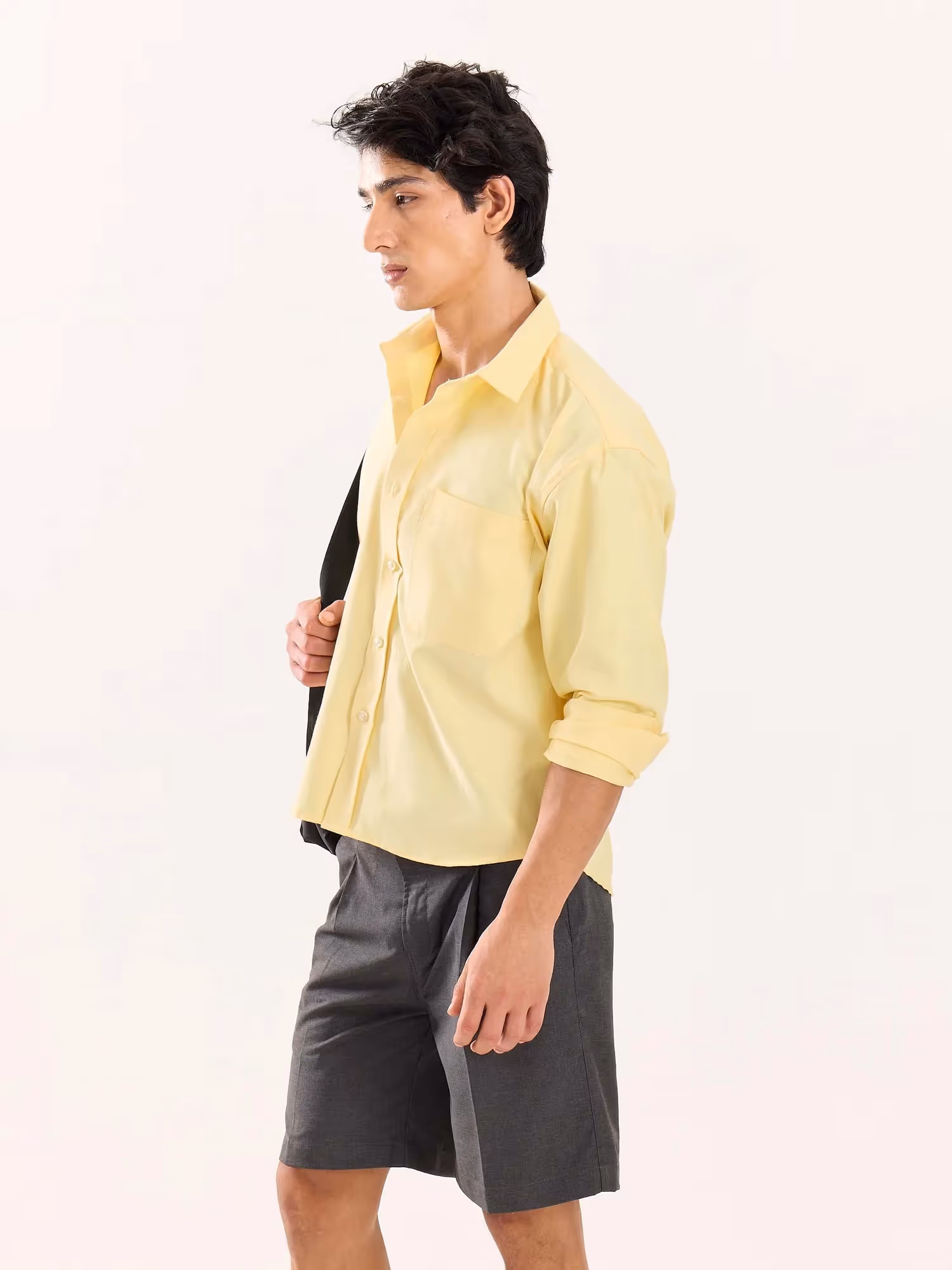 Butter Yellow Oversized Cropped Shirt image 7