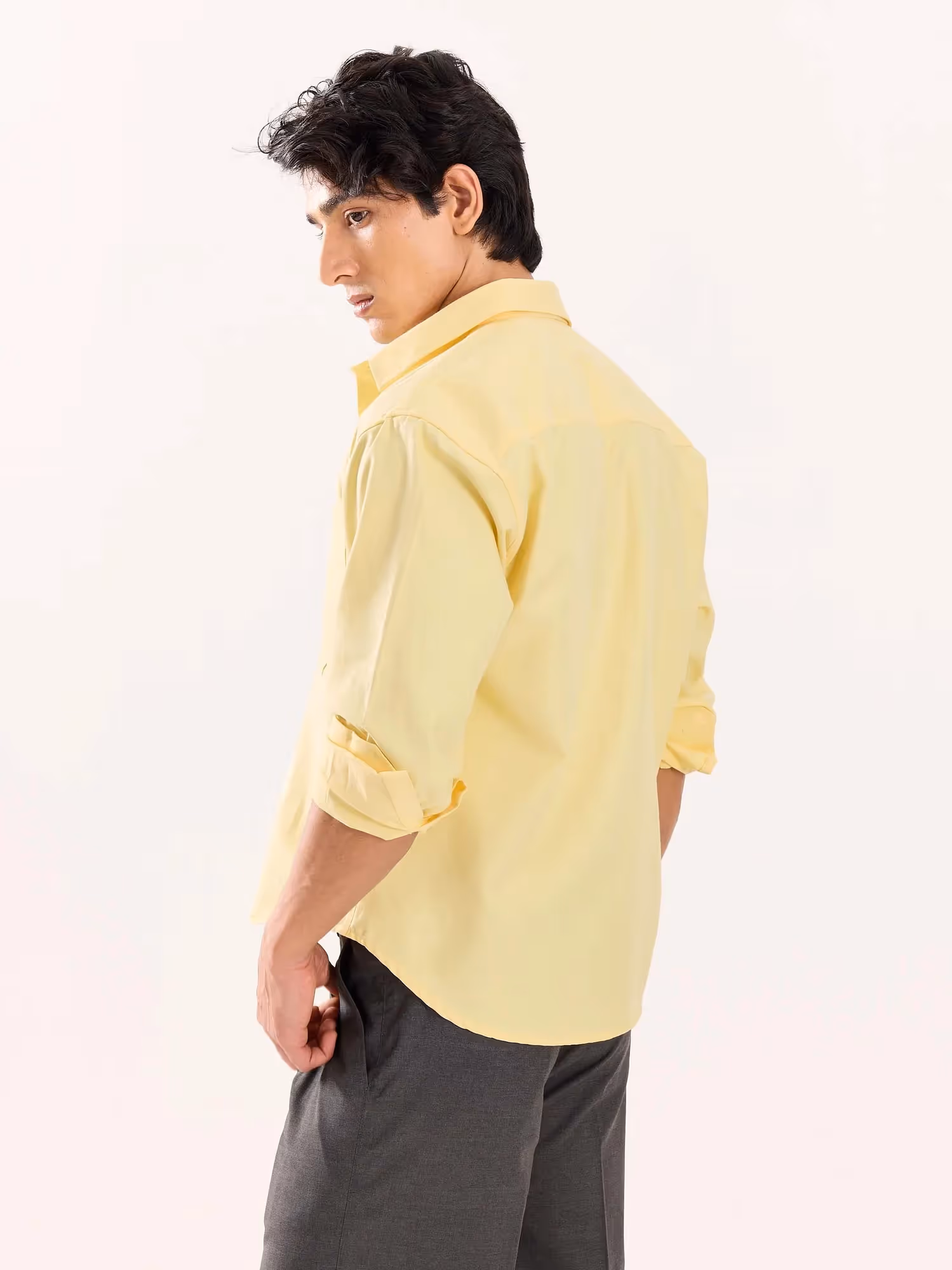Butter Yellow Oversized Cropped Shirt image 8