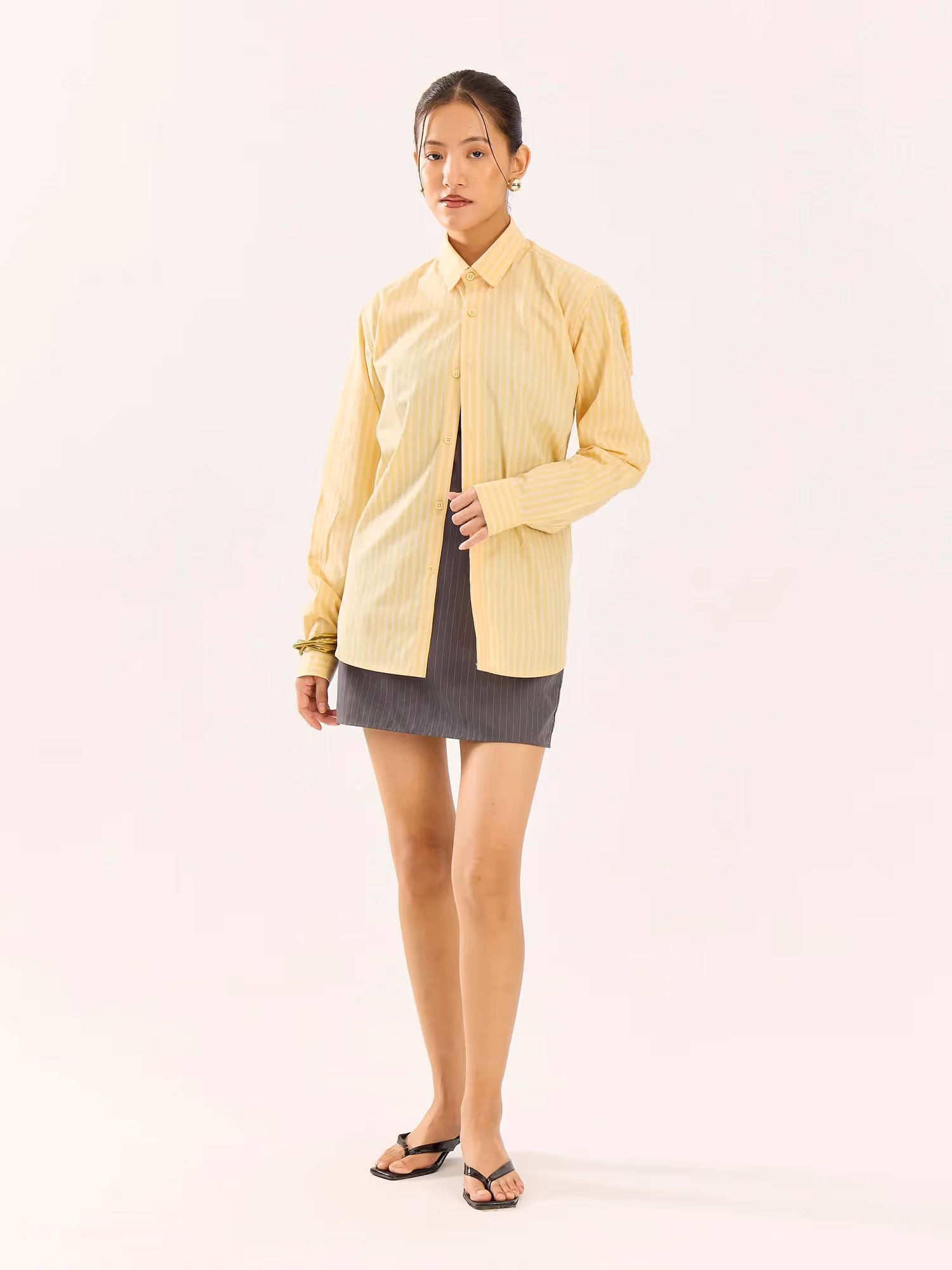 Butter Yellow Striped Poplin Shirt image 2