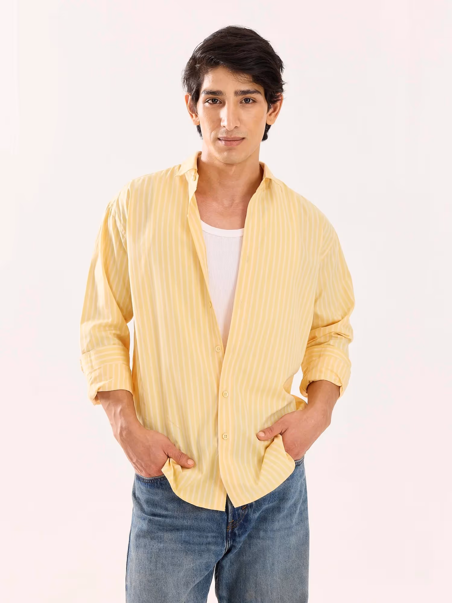 Butter Yellow Striped Poplin Shirt image 3