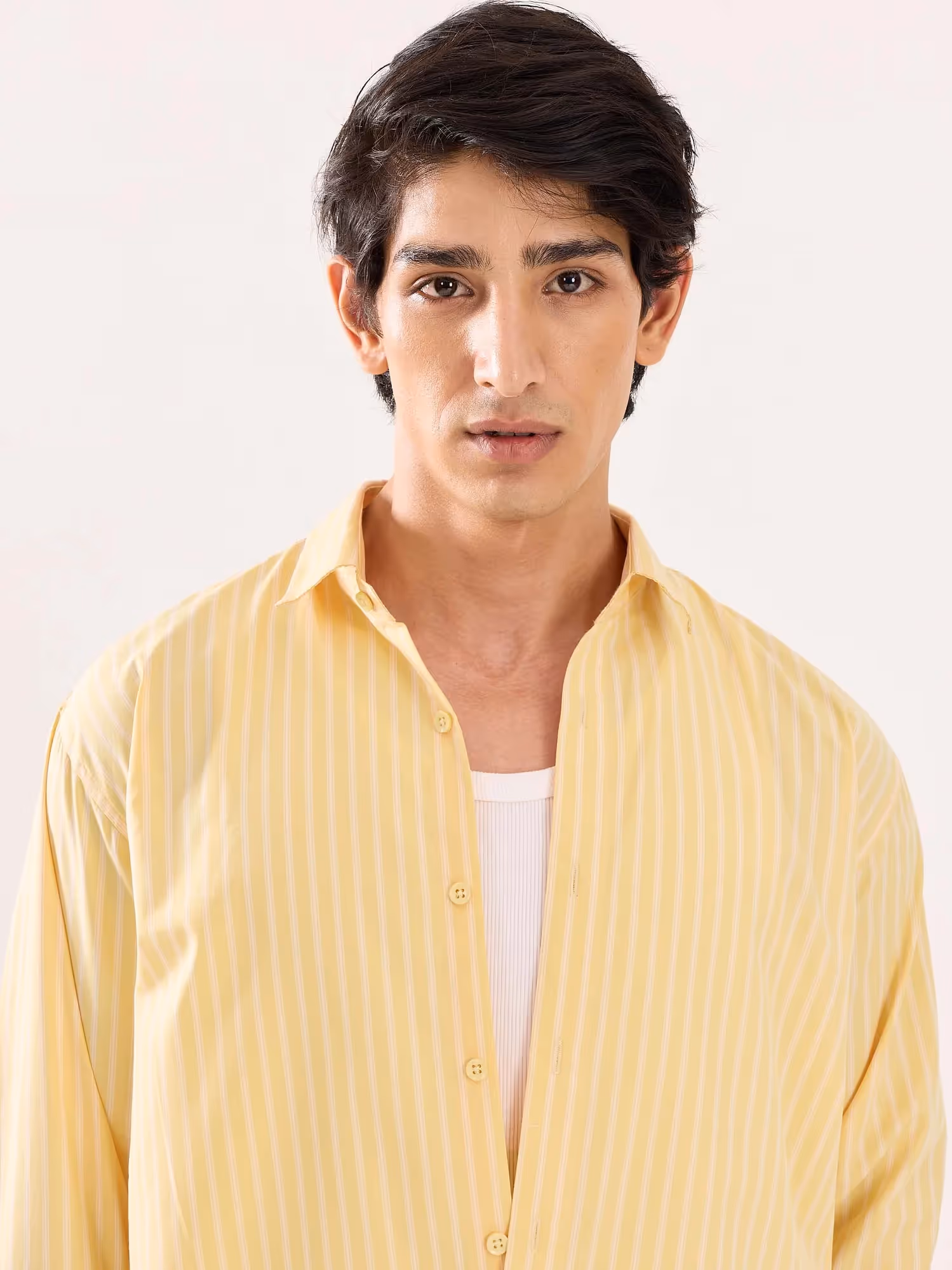 Butter Yellow Striped Poplin Shirt image 5