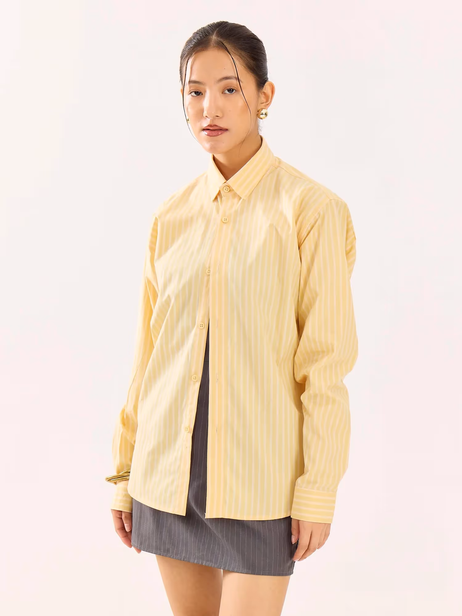 Butter Yellow Striped Poplin Shirt image 6