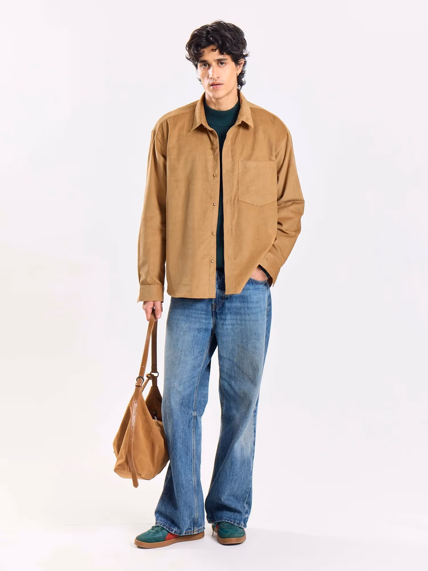 Camel Corduroy Oversized Shirt image 1