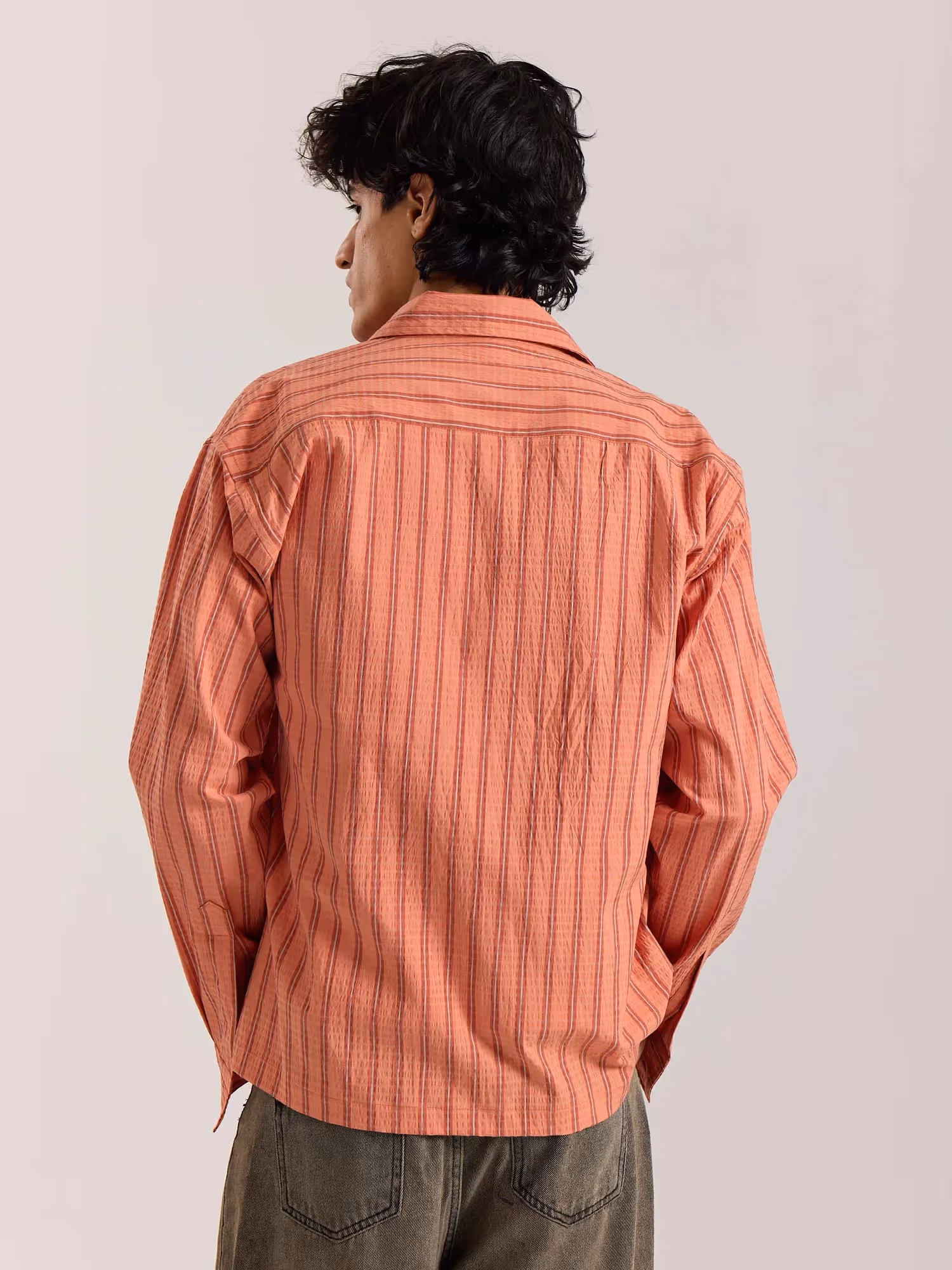 Carrot Red Striped Seersucker Holiday Shirt image 5