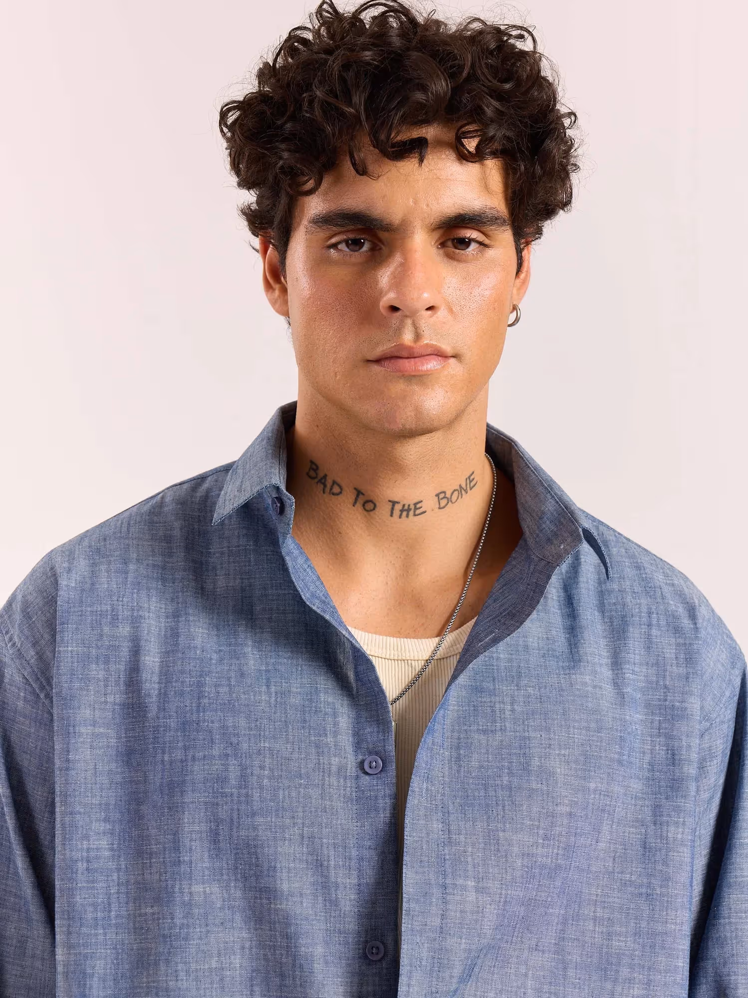 Chambray Blue Linen Cropped Shirt image 6