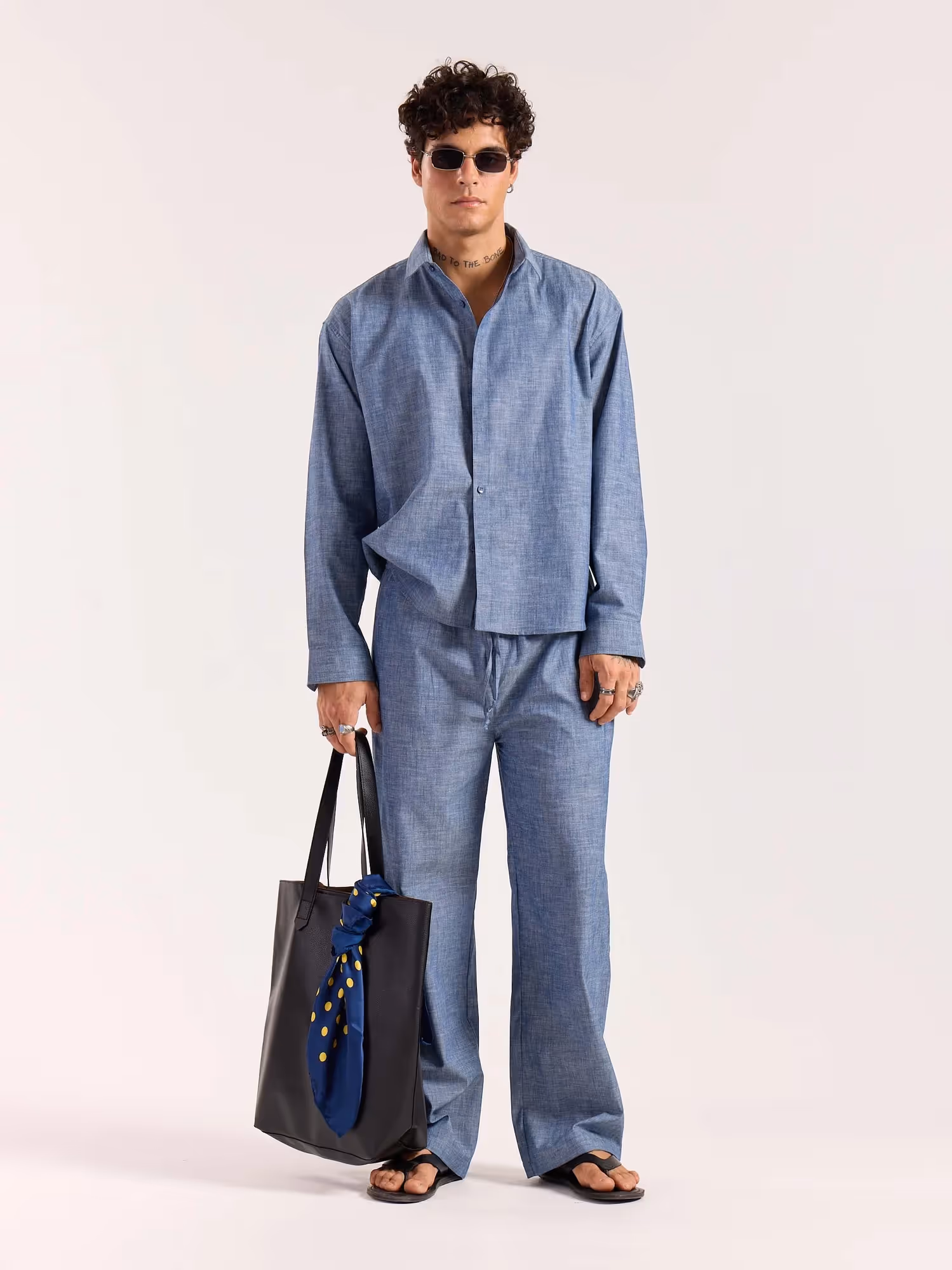 Chambray Blue Linen Pull-on Pants image 1