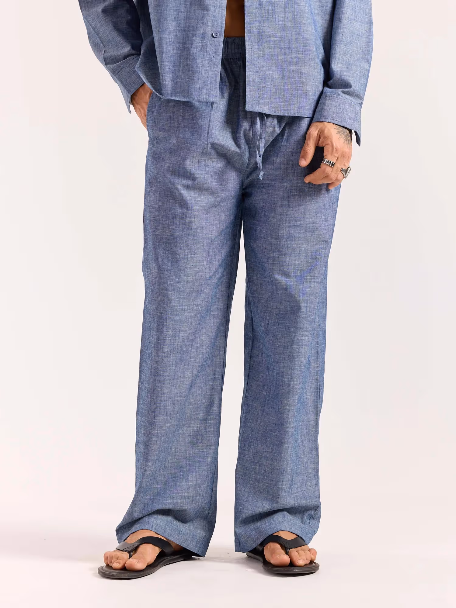 Chambray Blue Linen Pull-on Pants  image 3