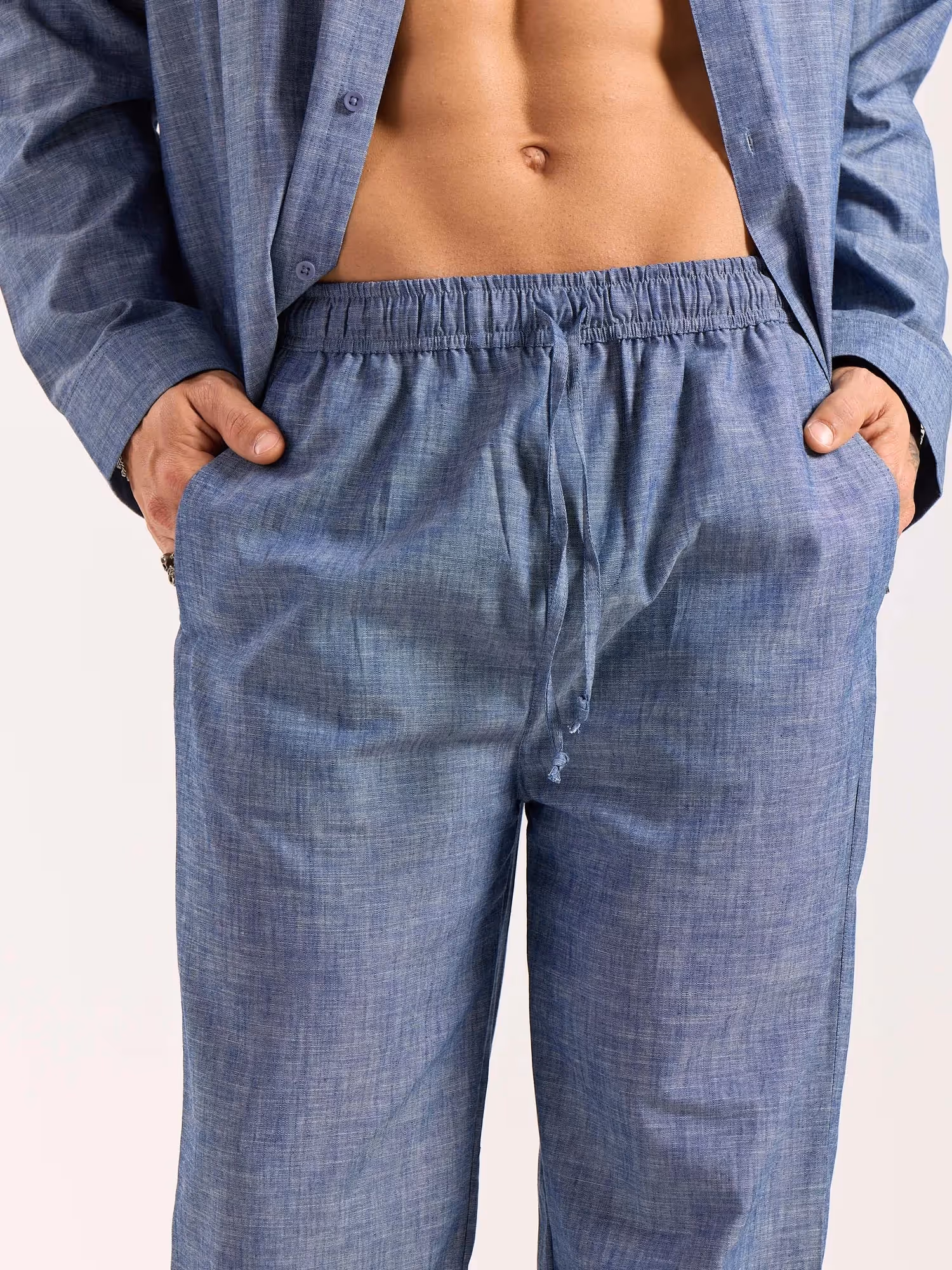 Chambray Blue Linen Pull-on Pants  image 6