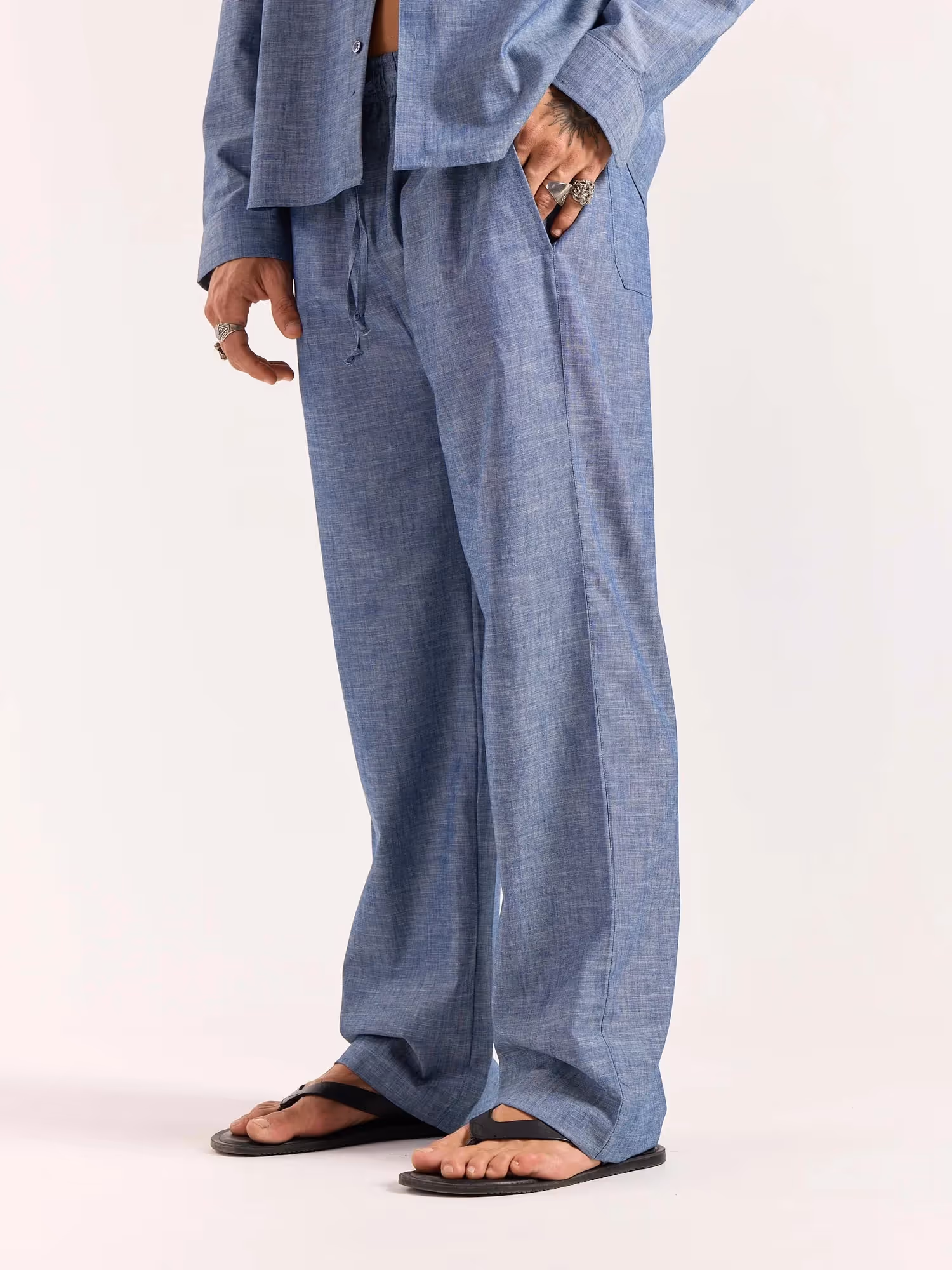 Chambray Blue Linen Pull-on Pants  image 7