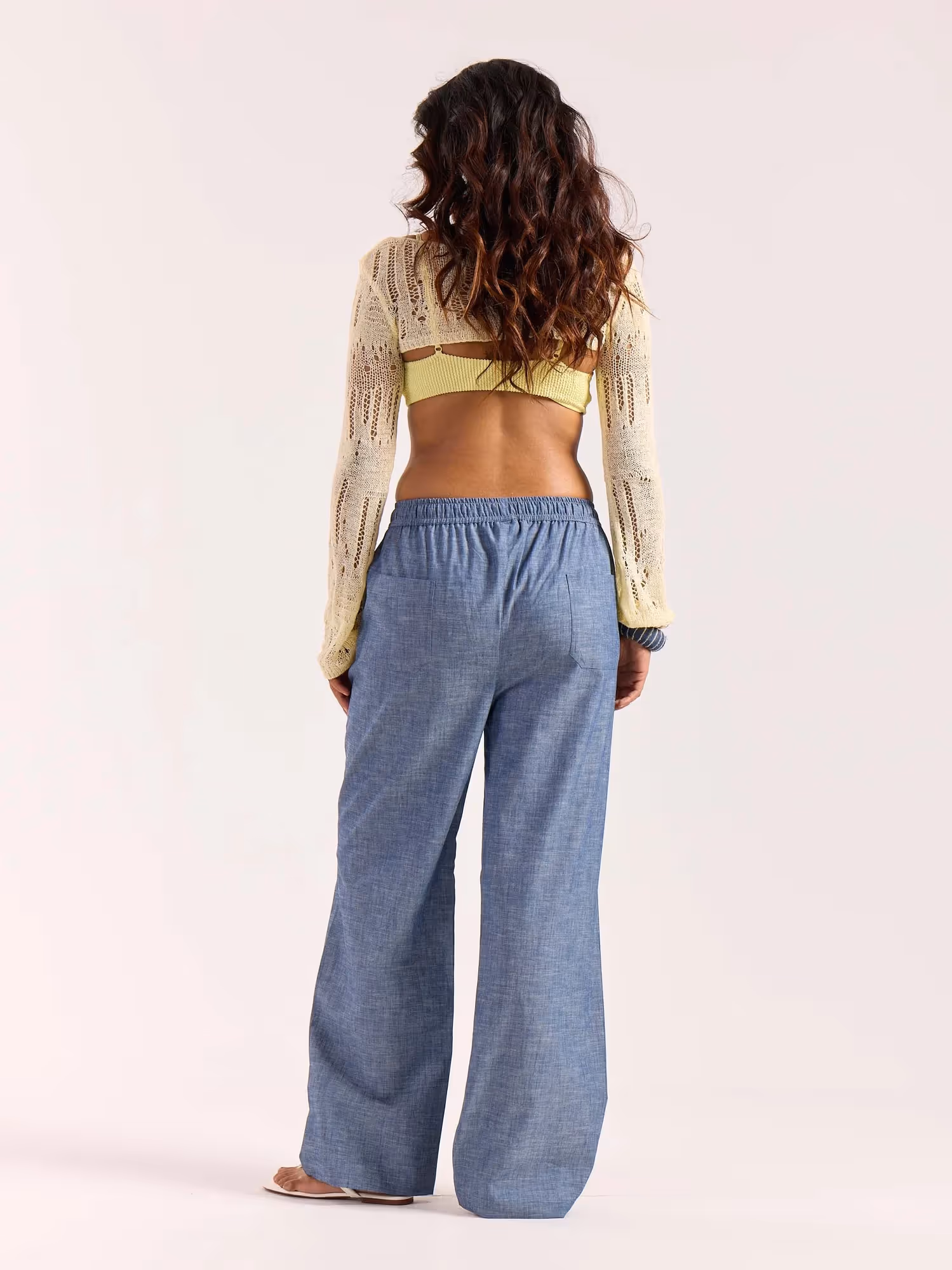 Chambray Blue Linen Pull-on Pants  image 8