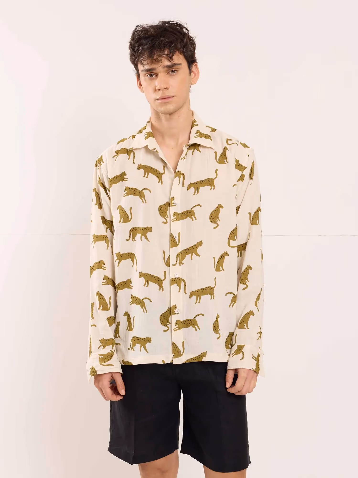 Cheetah Printed Gauze Holiday Shirt  image 1