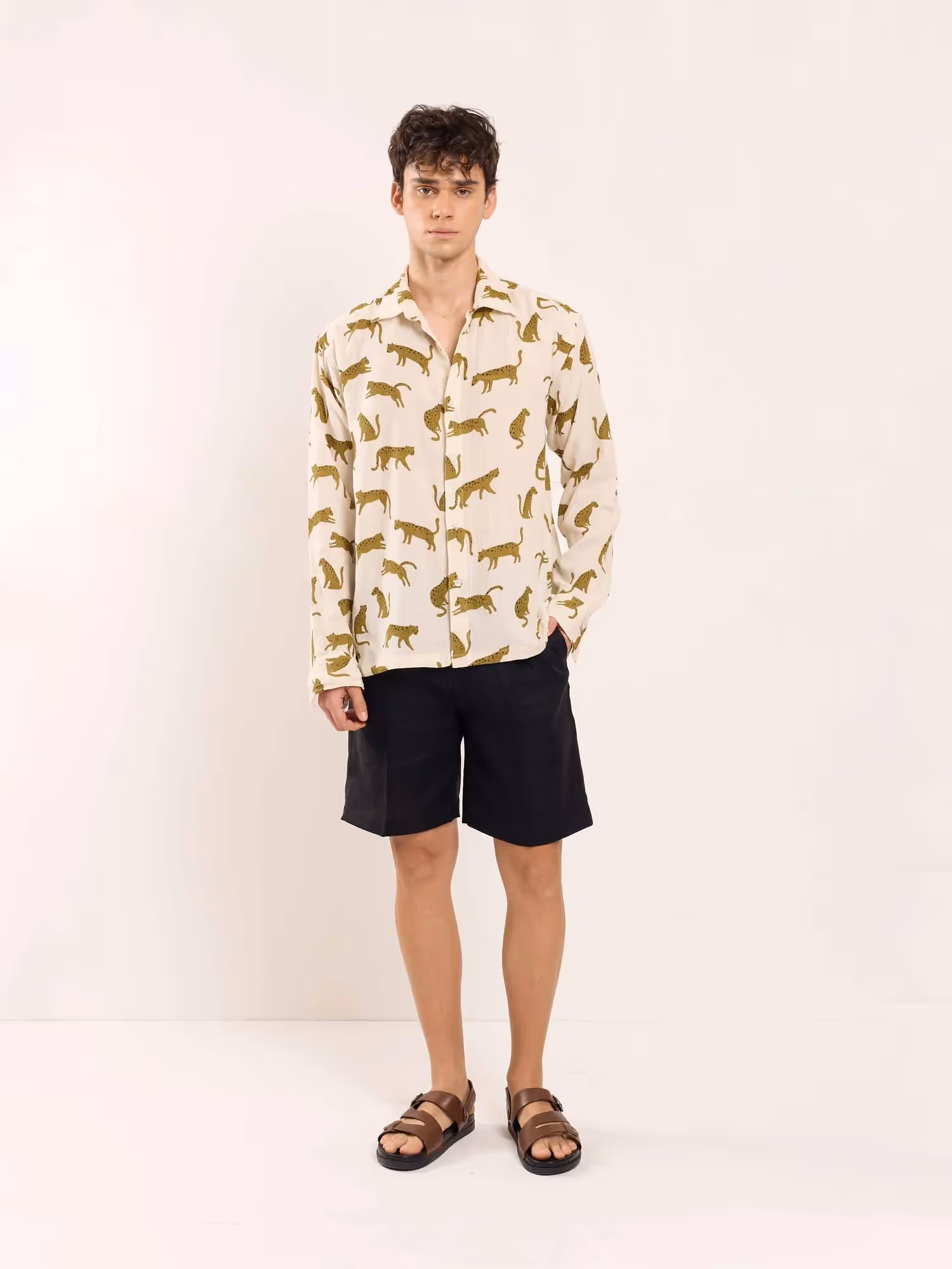 Cheetah Printed Gauze Holiday Shirt  image 2