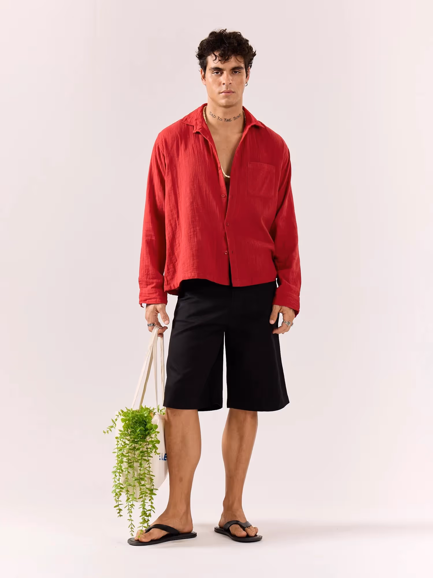 Cherry Red Gauze Holiday Shirt image 1