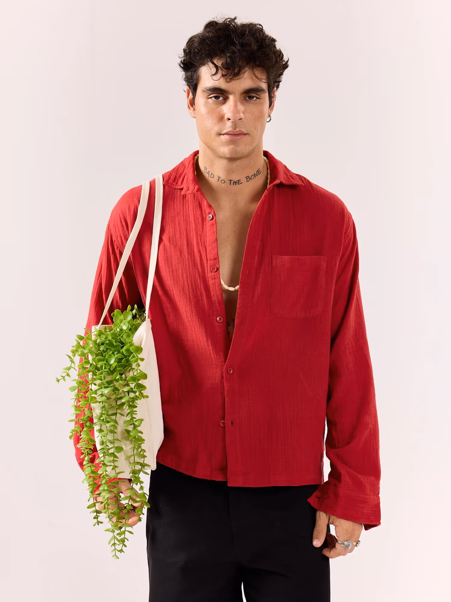 Cherry Red Gauze Holiday Shirt  image 2