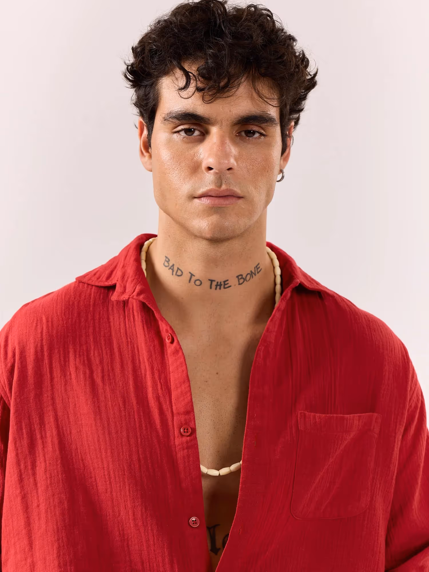 Cherry Red Gauze Holiday Shirt  image 4