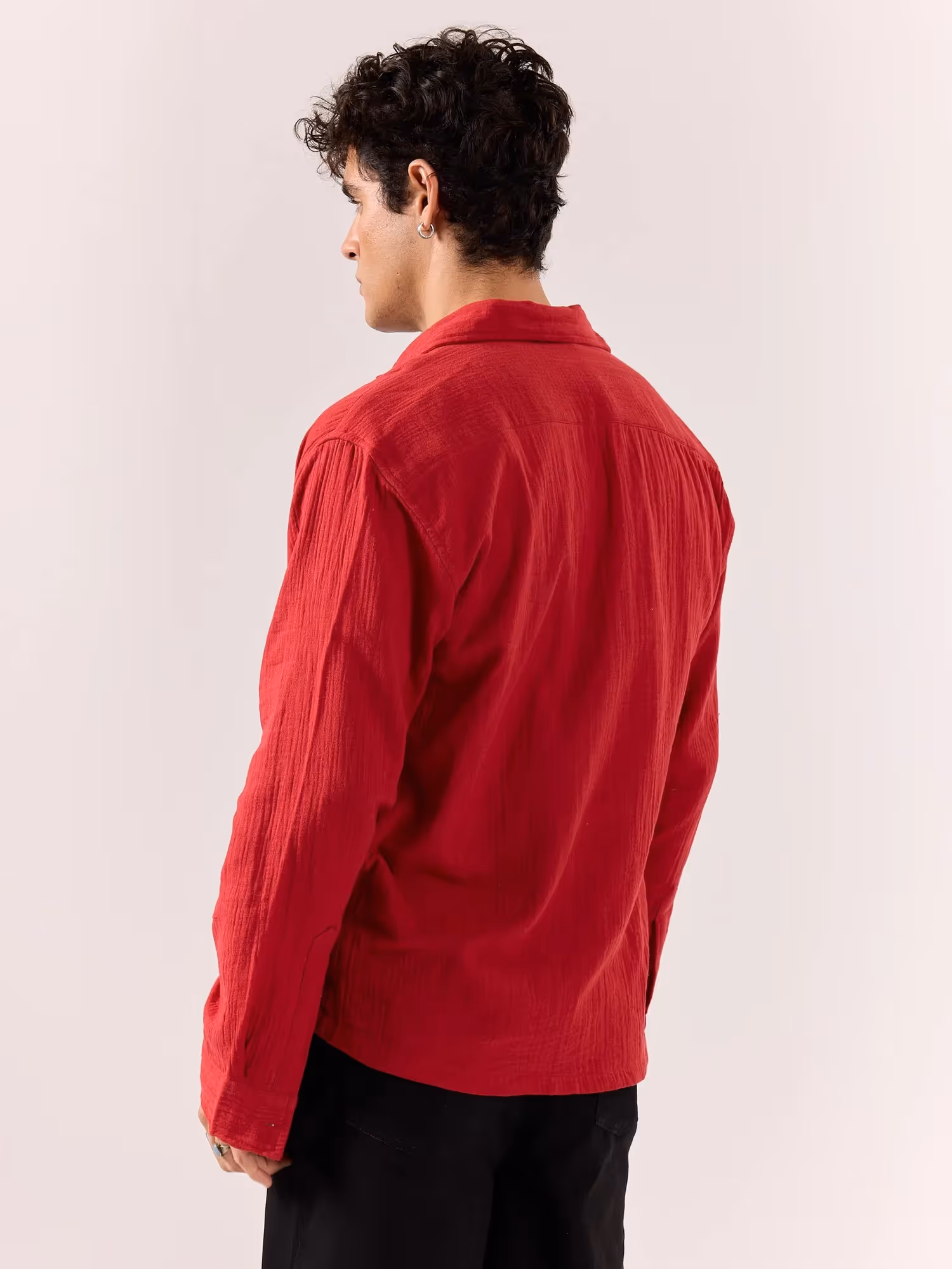 Cherry Red Gauze Holiday Shirt  image 7