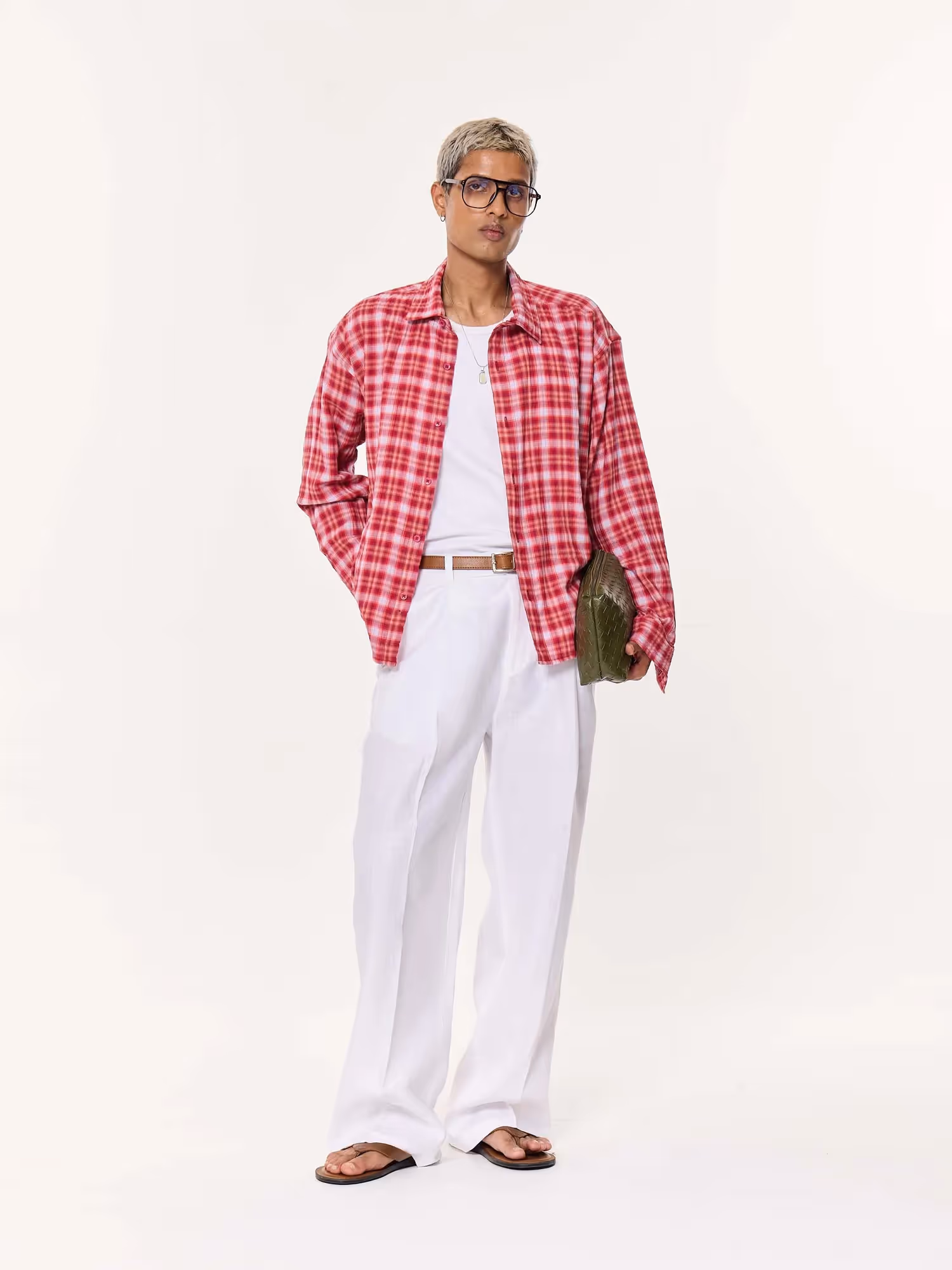 Cherry Red Oversized Cropped Gauze Shirt image 1