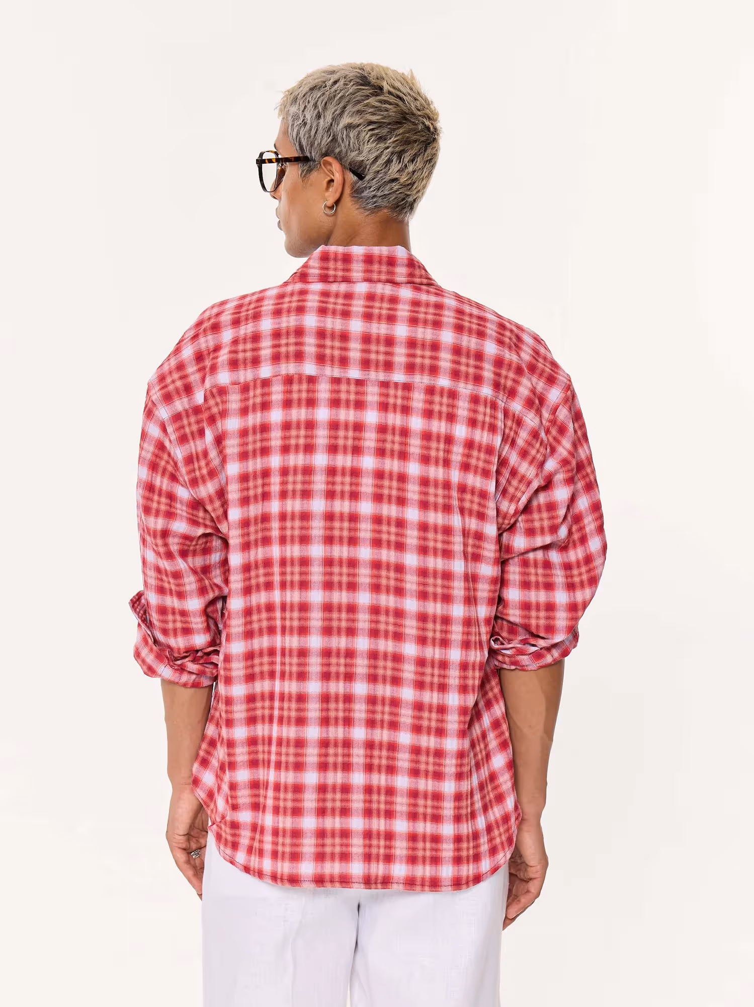 Cherry Red Oversized Cropped Gauze Shirt image 6
