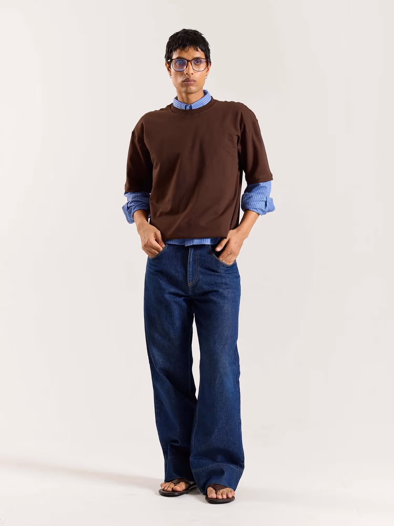 Chocolate Brown Loose Fit Cropped T-Shirt image 1