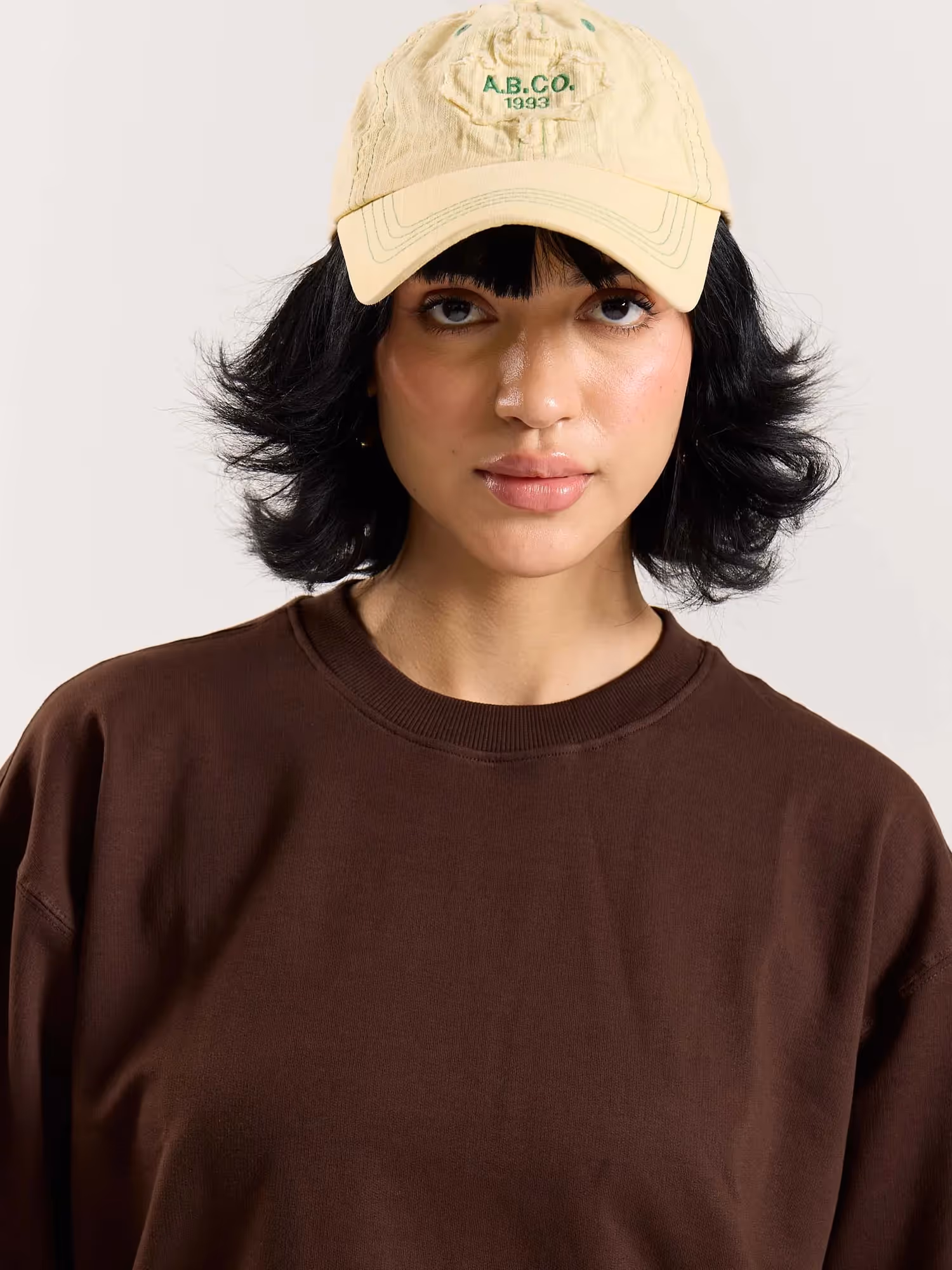 Chocolate Brown Loose Fit Cropped T-Shirt image 8