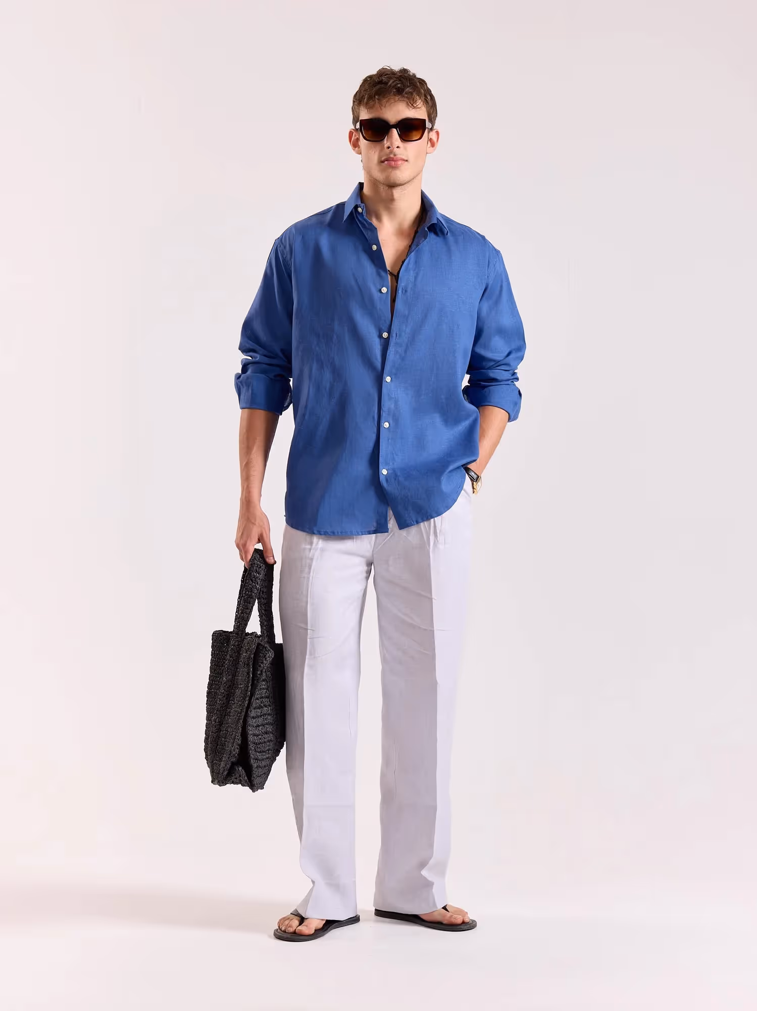 Cobalt Blue Linen-blend Shirt image 1