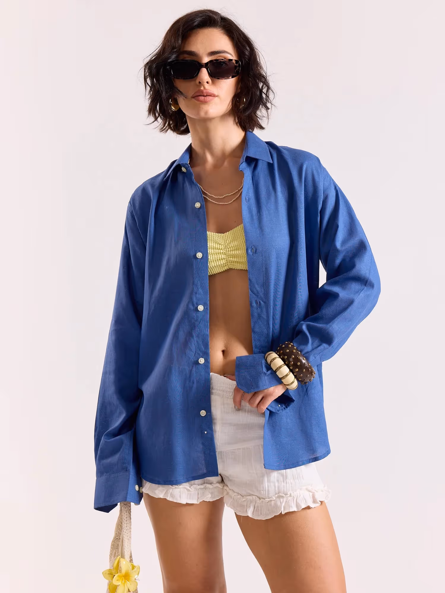 Cobalt Blue Linen-blend Shirt image 4