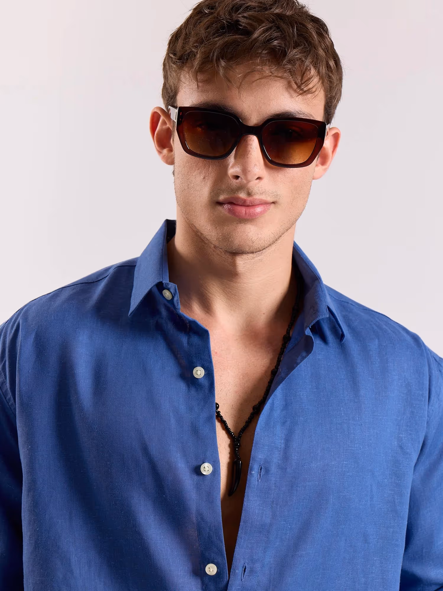Cobalt Blue Linen-blend Shirt image 6