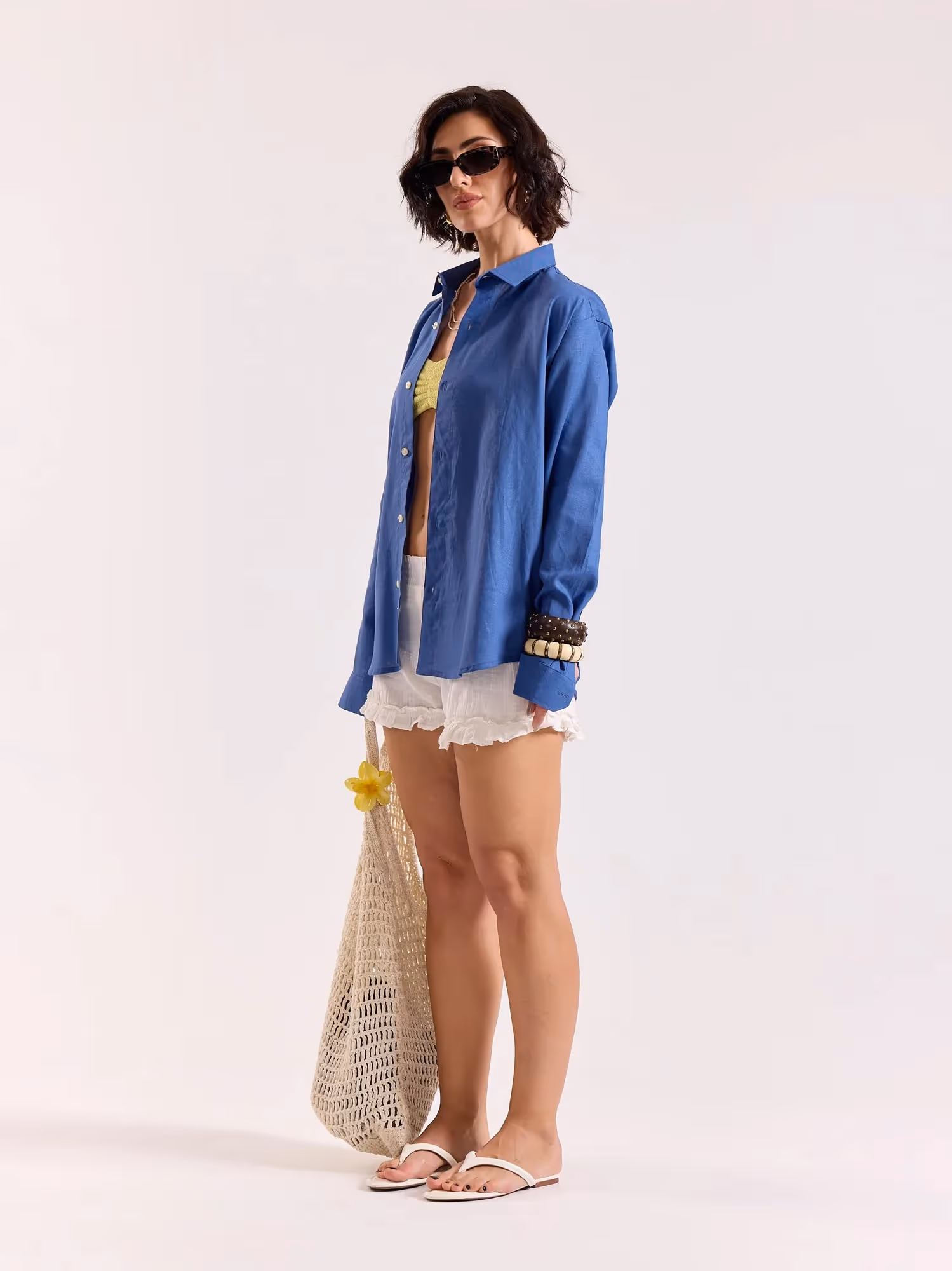 Cobalt Blue Linen-blend Shirt image 7